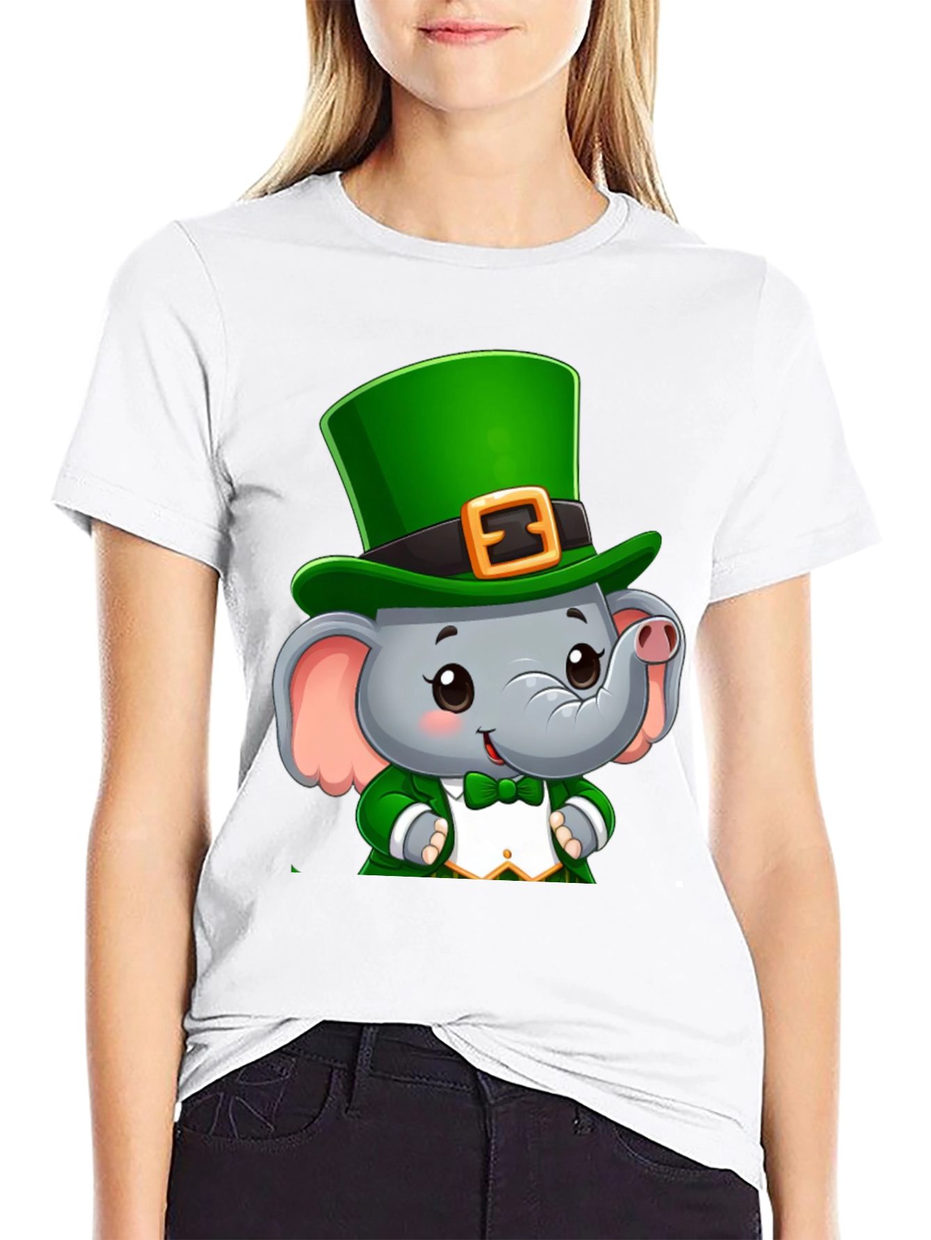 Black St. Patrick's Day Elephant T-Shirt view 9