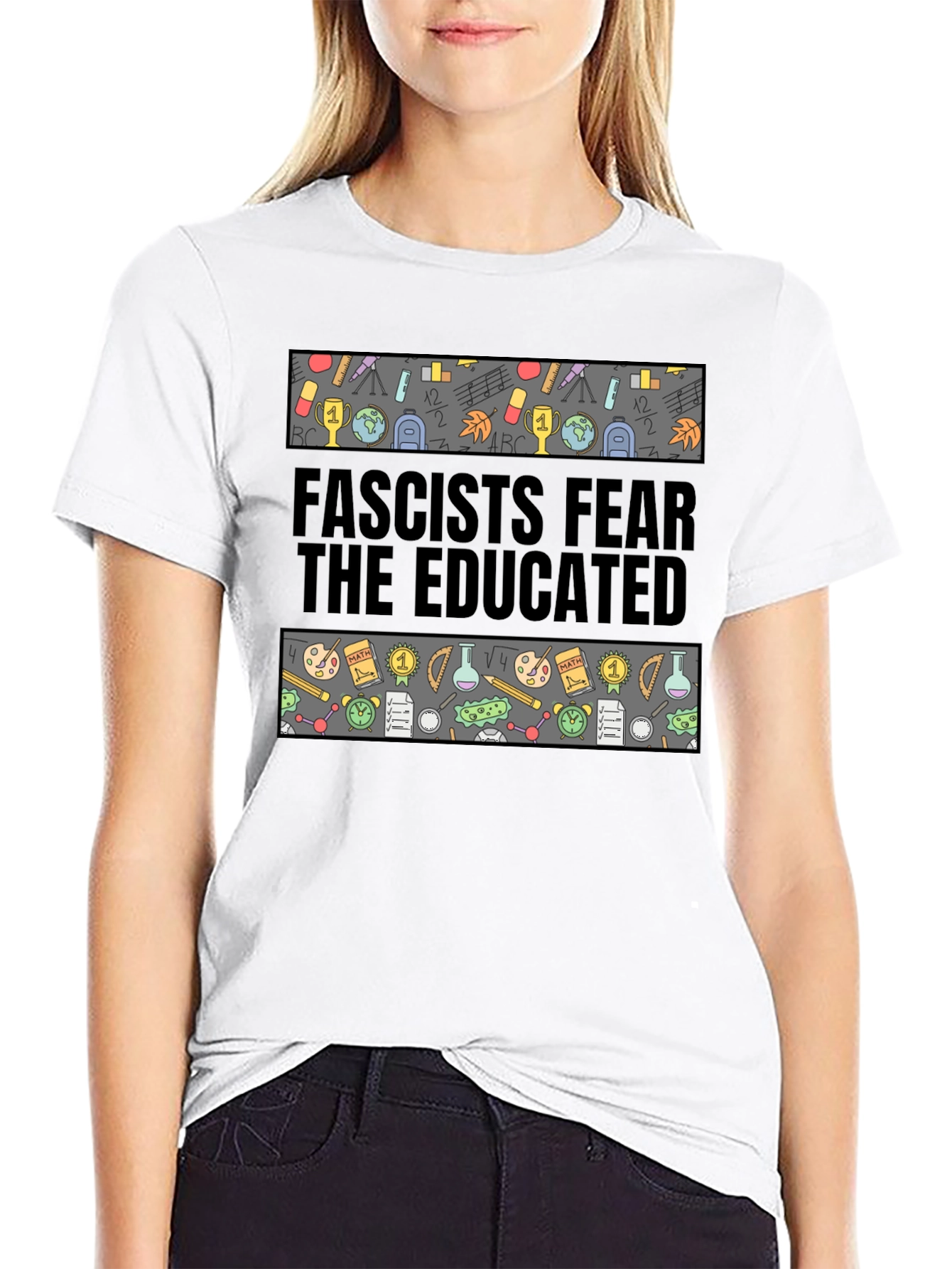 Fascists Fear the Educated Graphic Tee - 9