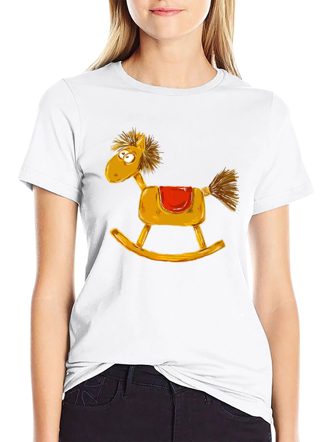 Black Rocking Horse Graphic Tee - Quirky Style view 9