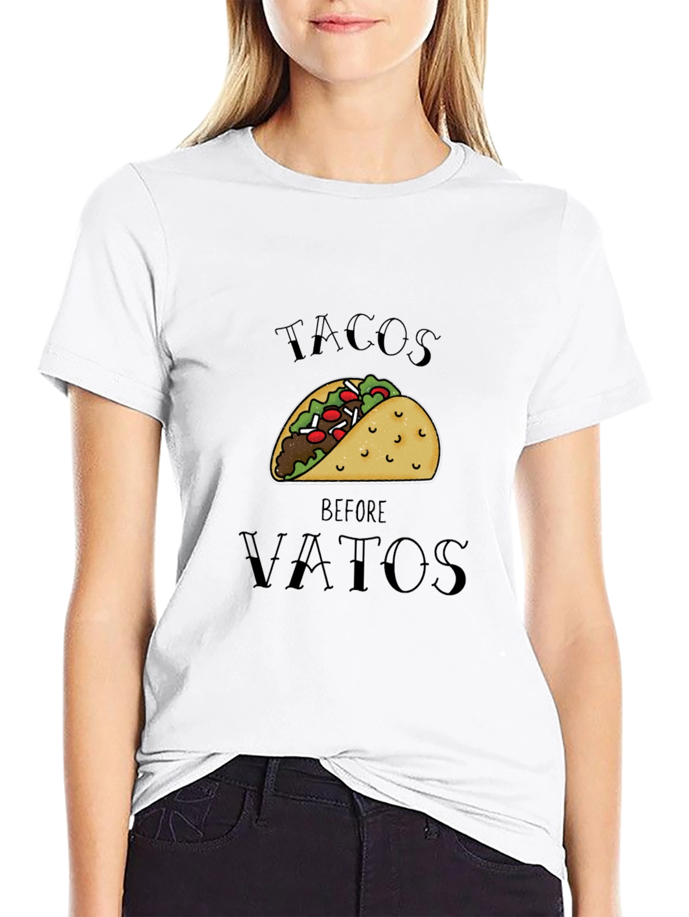 Black Tacos Before Vatos Black Graphic Tee view 9