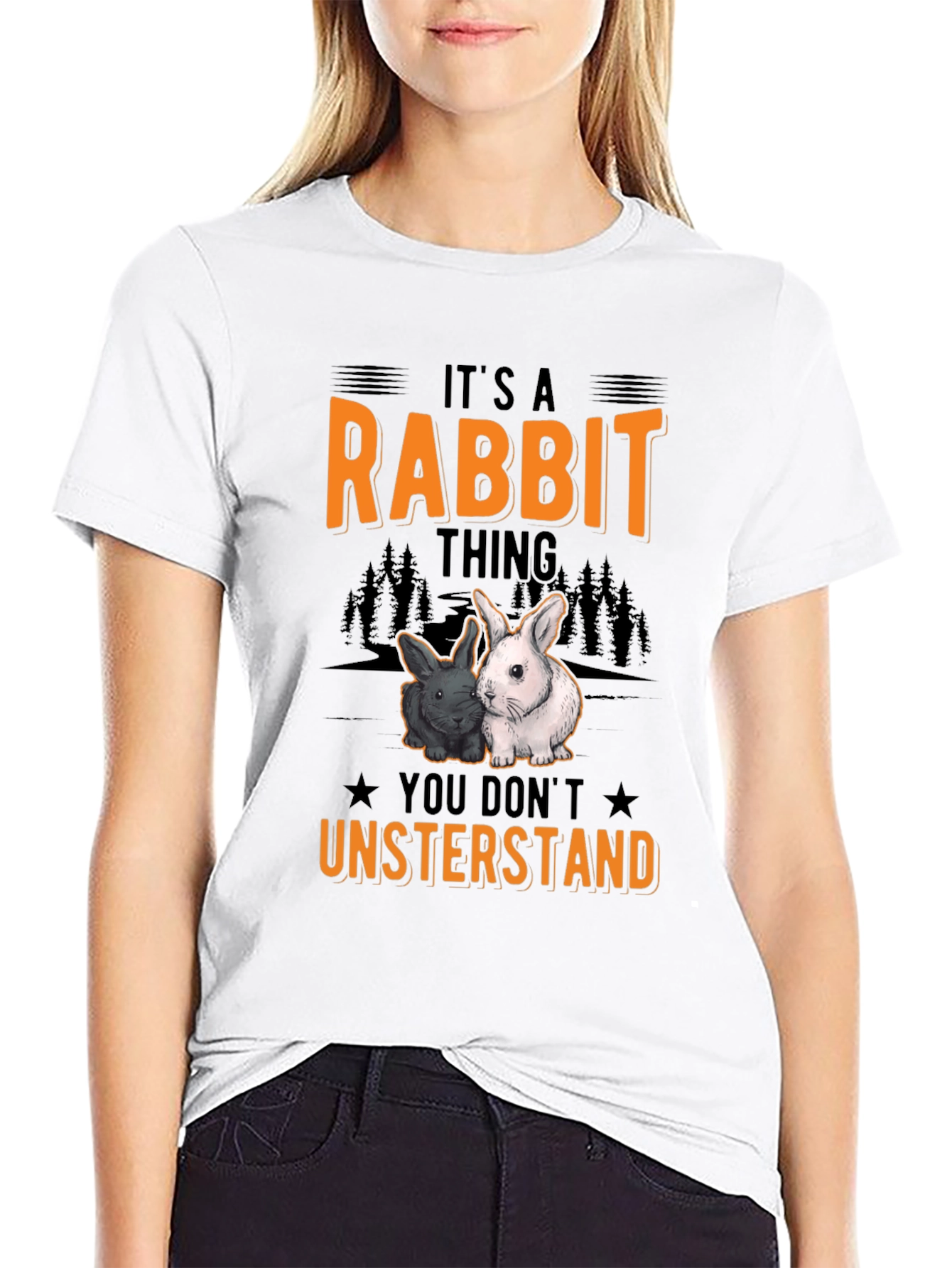 Black Rabbit Thing T-Shirt - Cute Bunny Tee view 9