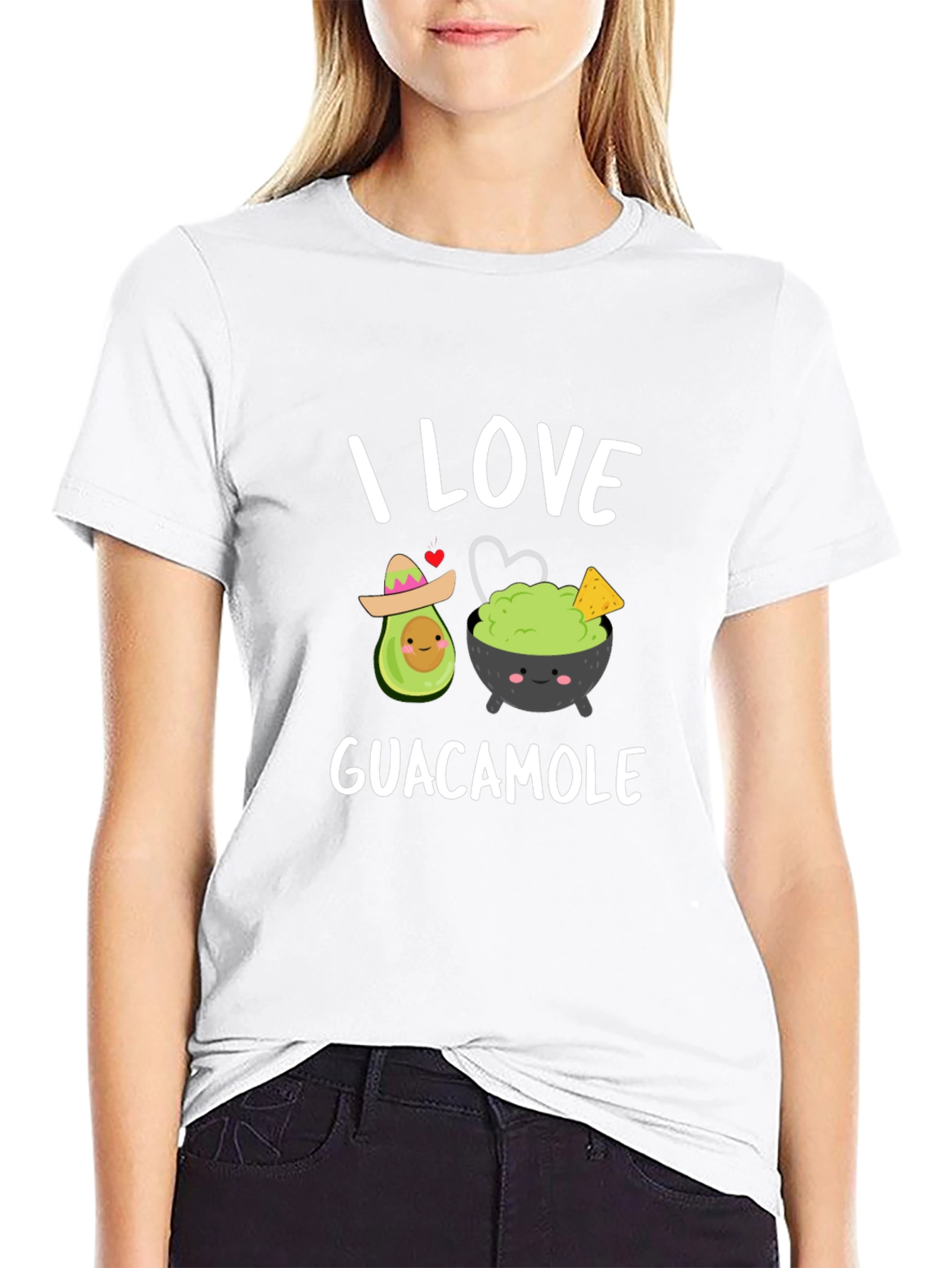 Black I Love Guacamole T-Shirt - Avocado & Dip Design view 9