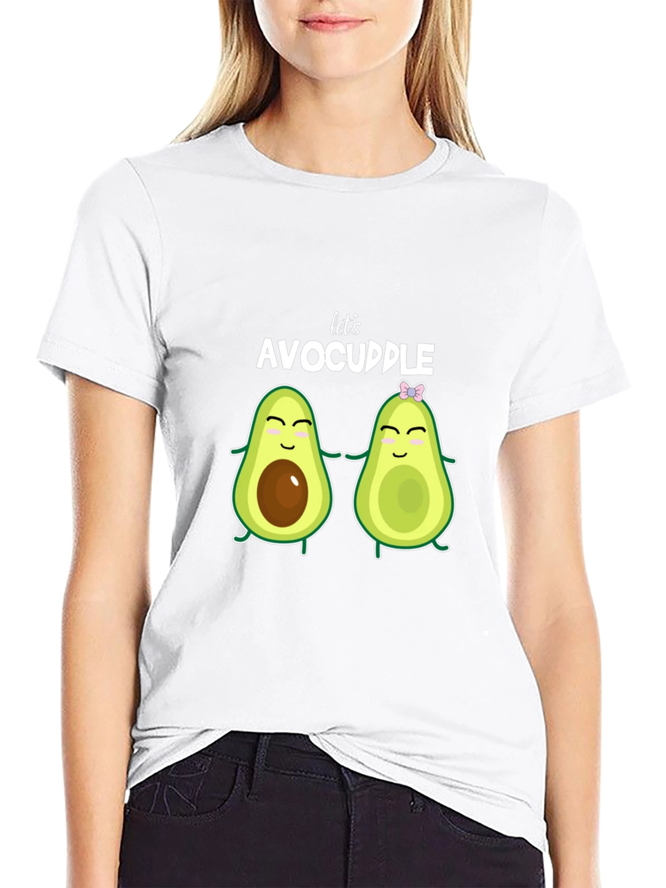 Black Let's Avocuddle Black T-Shirt view 9