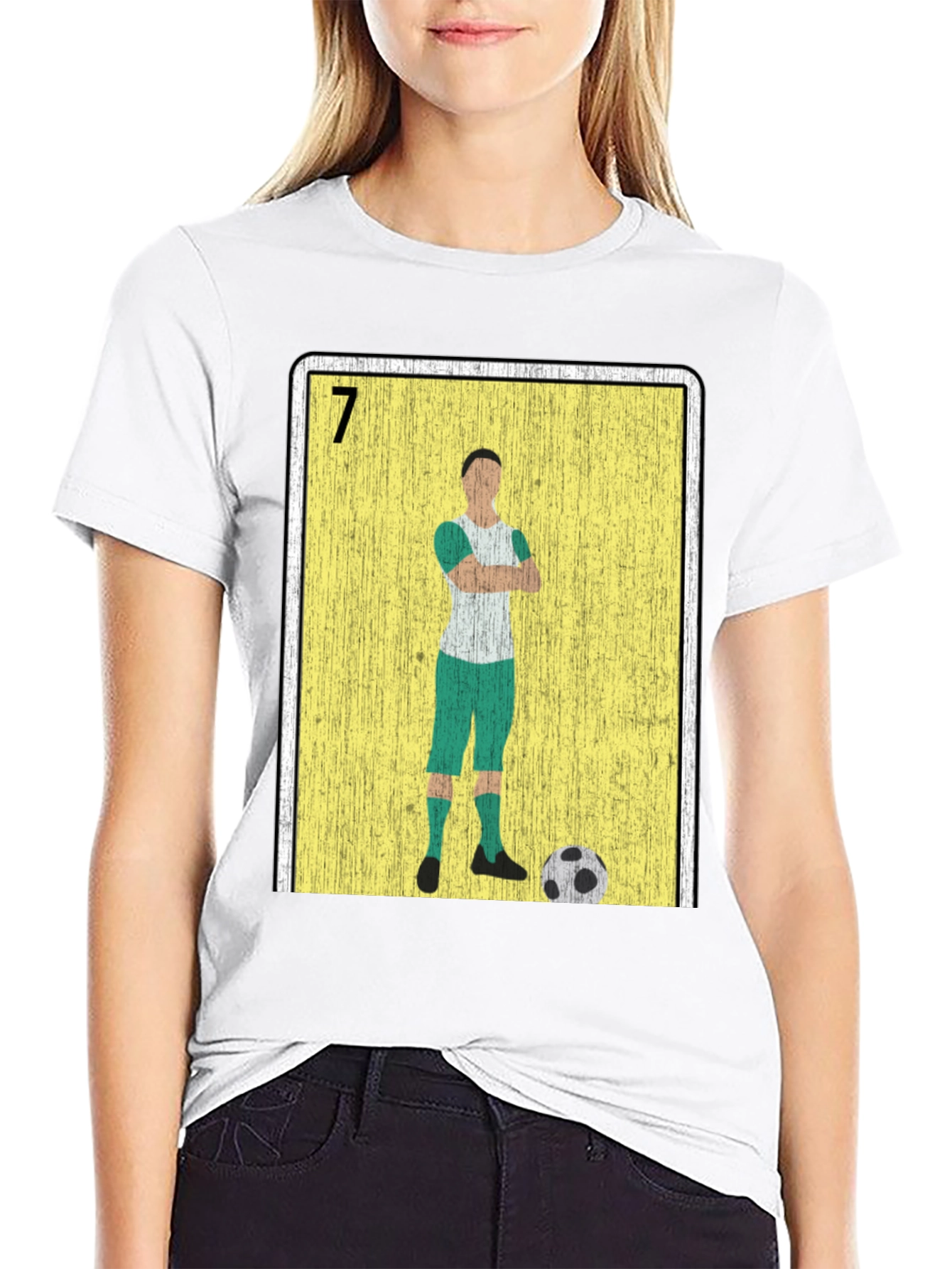 Black Soccer Player Loteria Card Graphic T-Shirt view 9