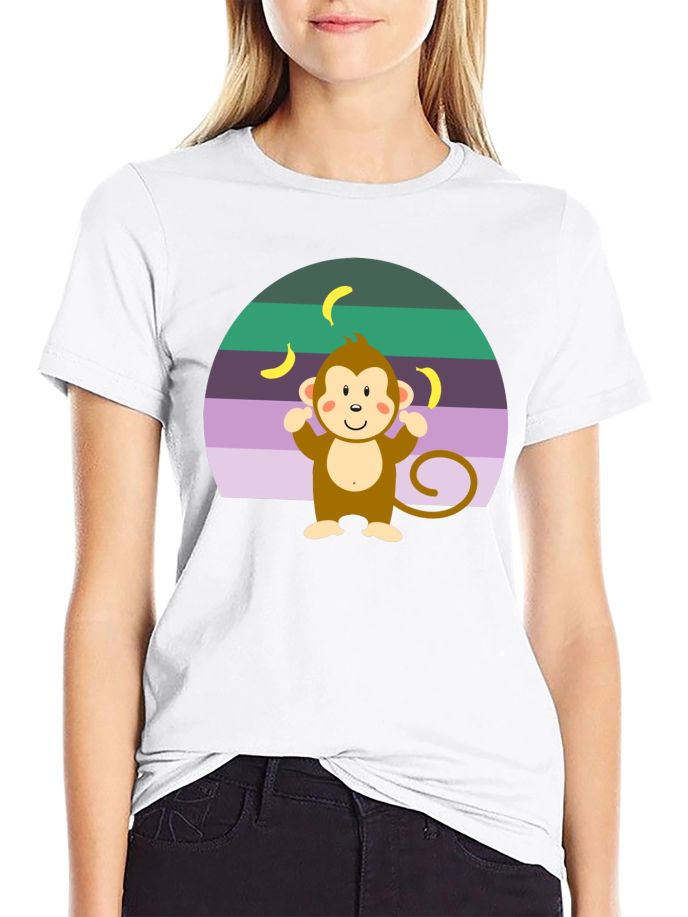 Black Monkey Banana T-Shirt Funny Cartoon view 9