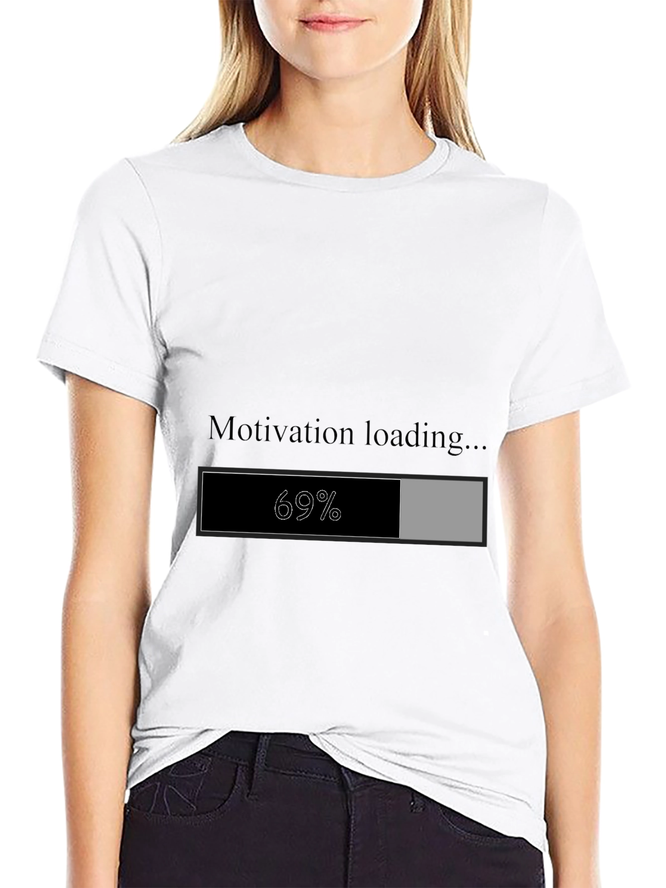 Black Motivation Loading T-Shirt view 9