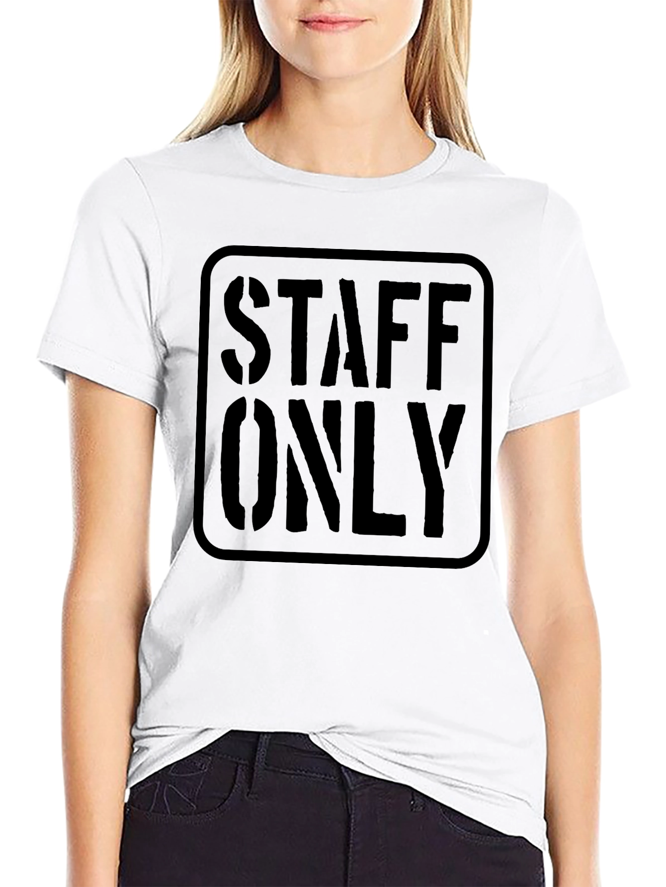 Black Staff Only Graphic T-Shirt - Black Tee view 9