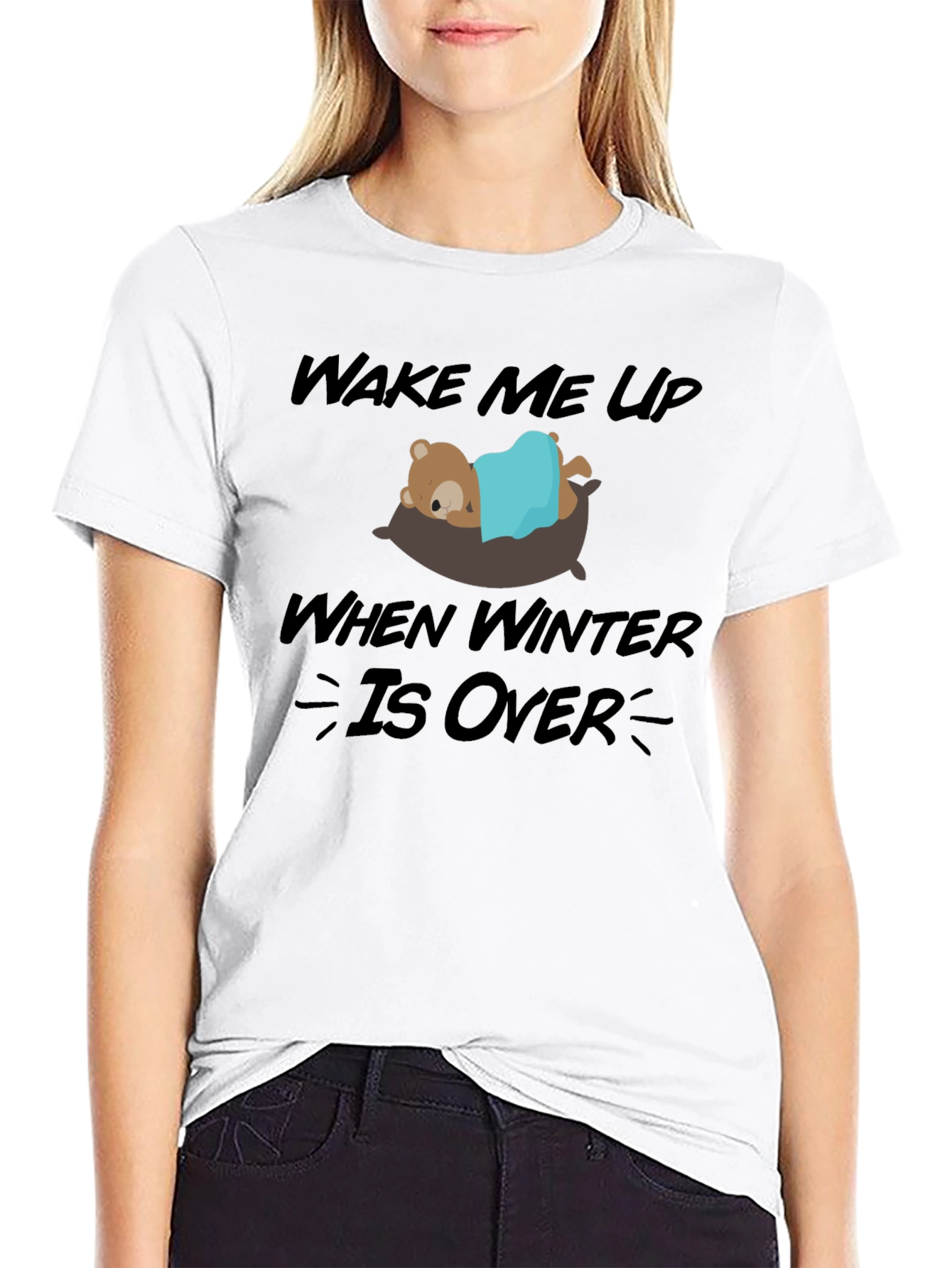 Black Wake Me Up When Winter Is Over Graphic Tee view 9