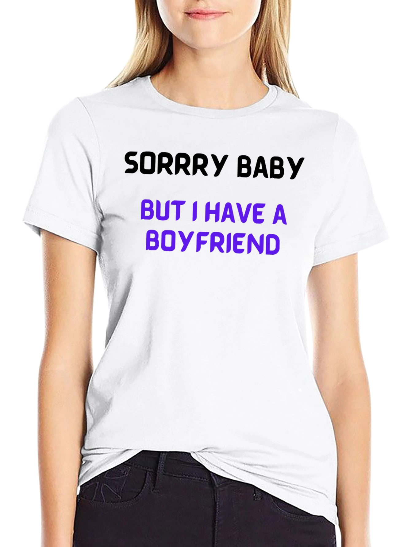Black Sorry Baby Boyfriend Graphic Tee view 9