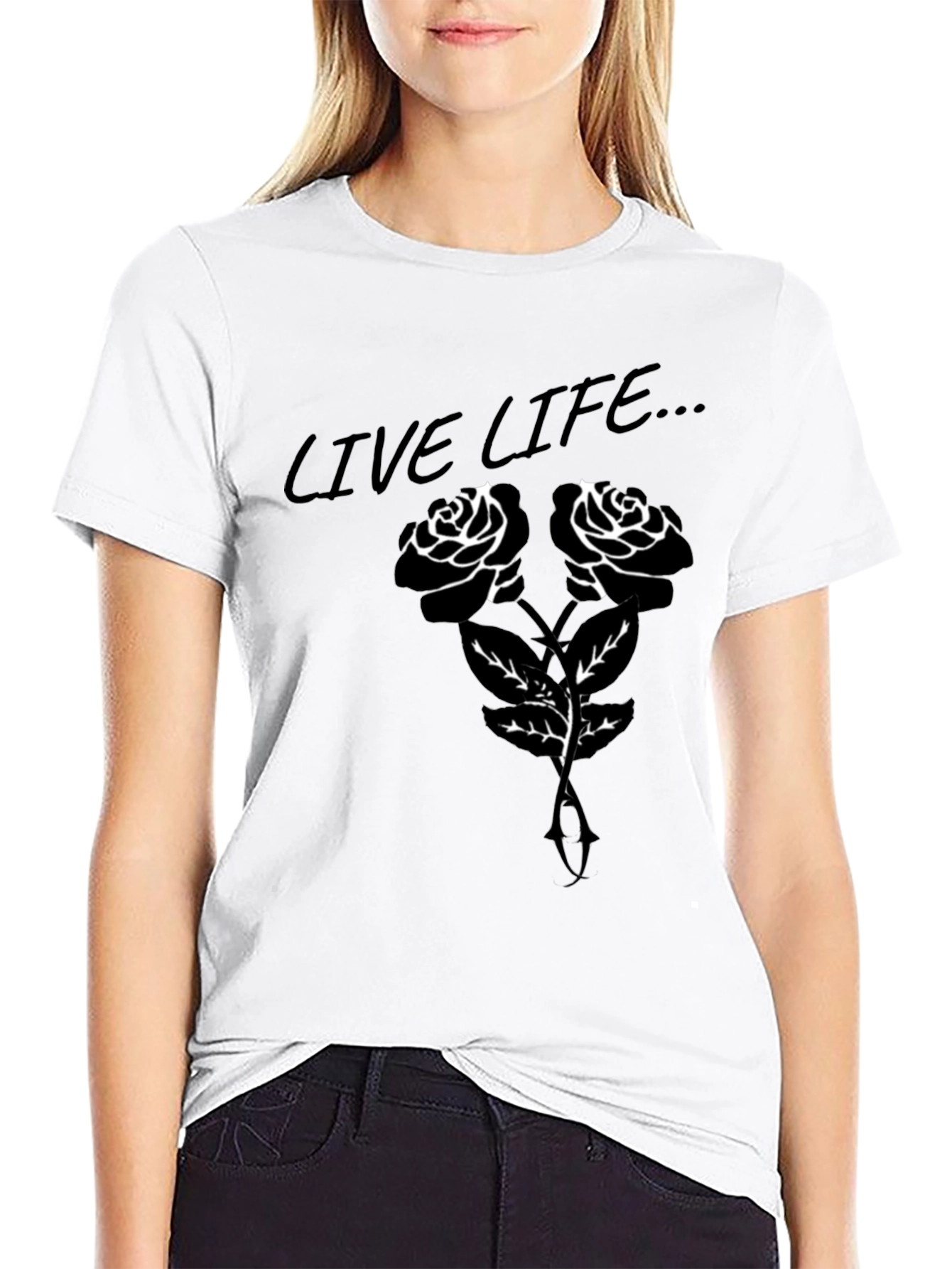 Black Live Life Rose Graphic T-Shirt view 9