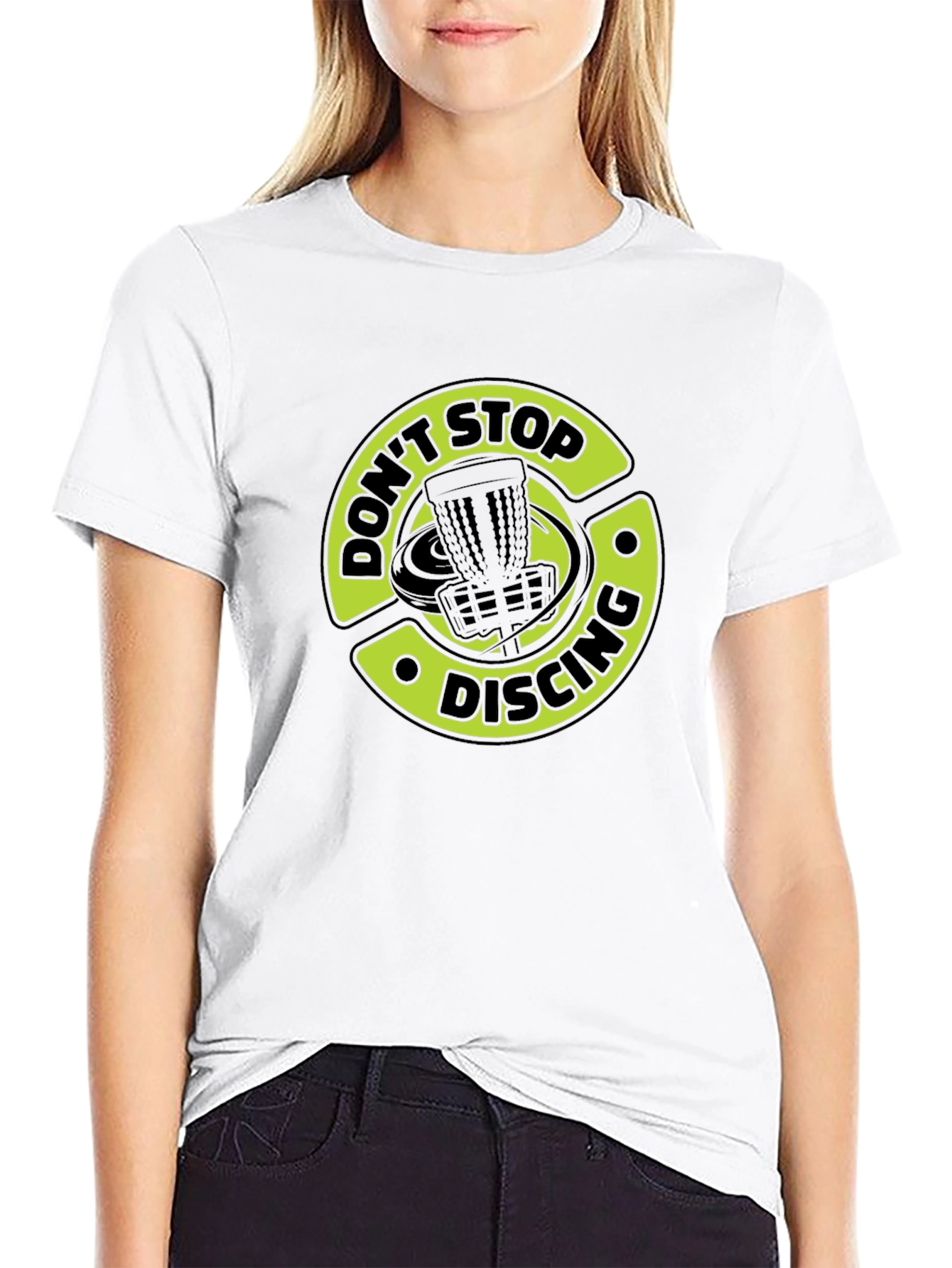 Black Don't Stop Discing T-Shirt, Disc Golf Apparel view 9