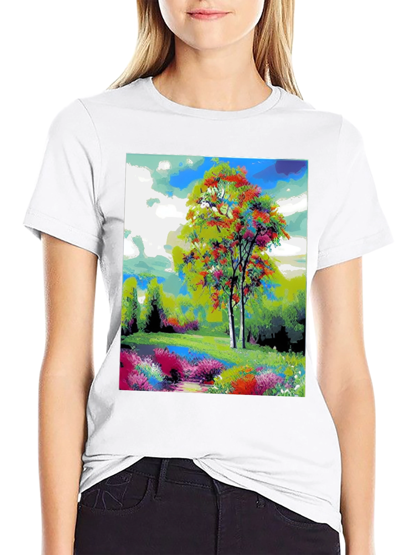 Black Nature Art T-Shirt view 9