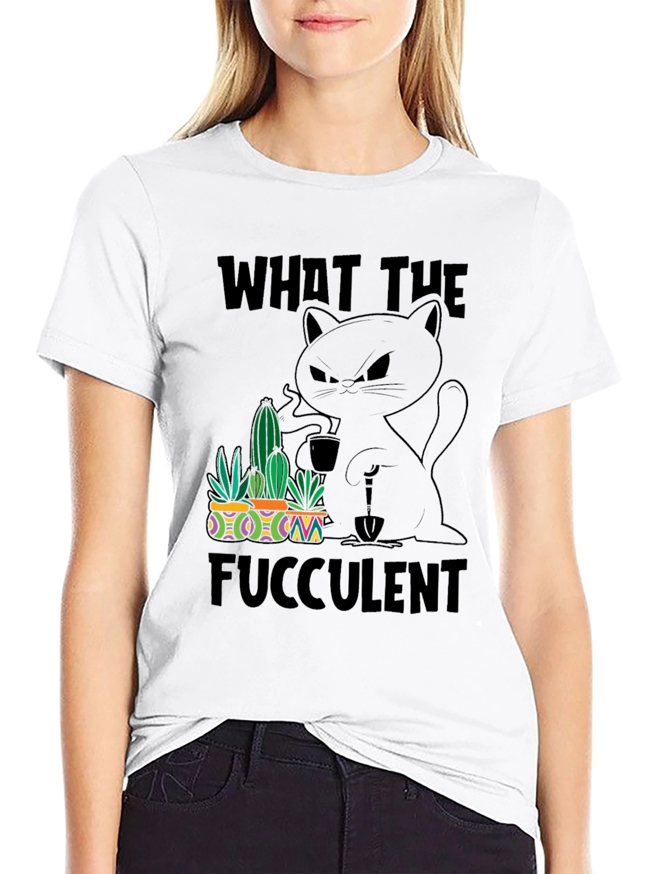 Black What the Fucculent T-Shirt view 9