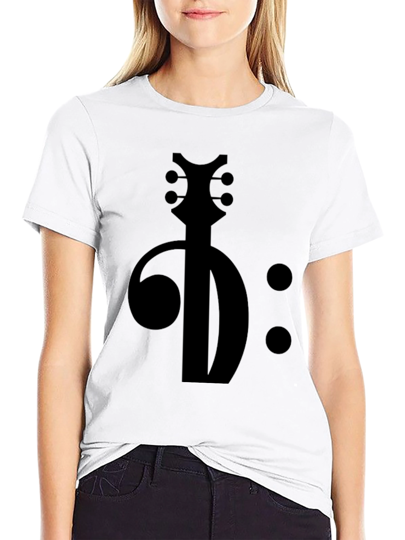 Black Bass Clef Guitar T-Shirt - Music Lover Tee view 9