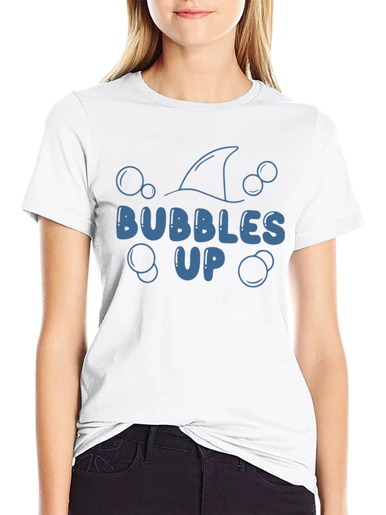 Black Bubbles Up T-Shirt - Shark Fin Design view 9