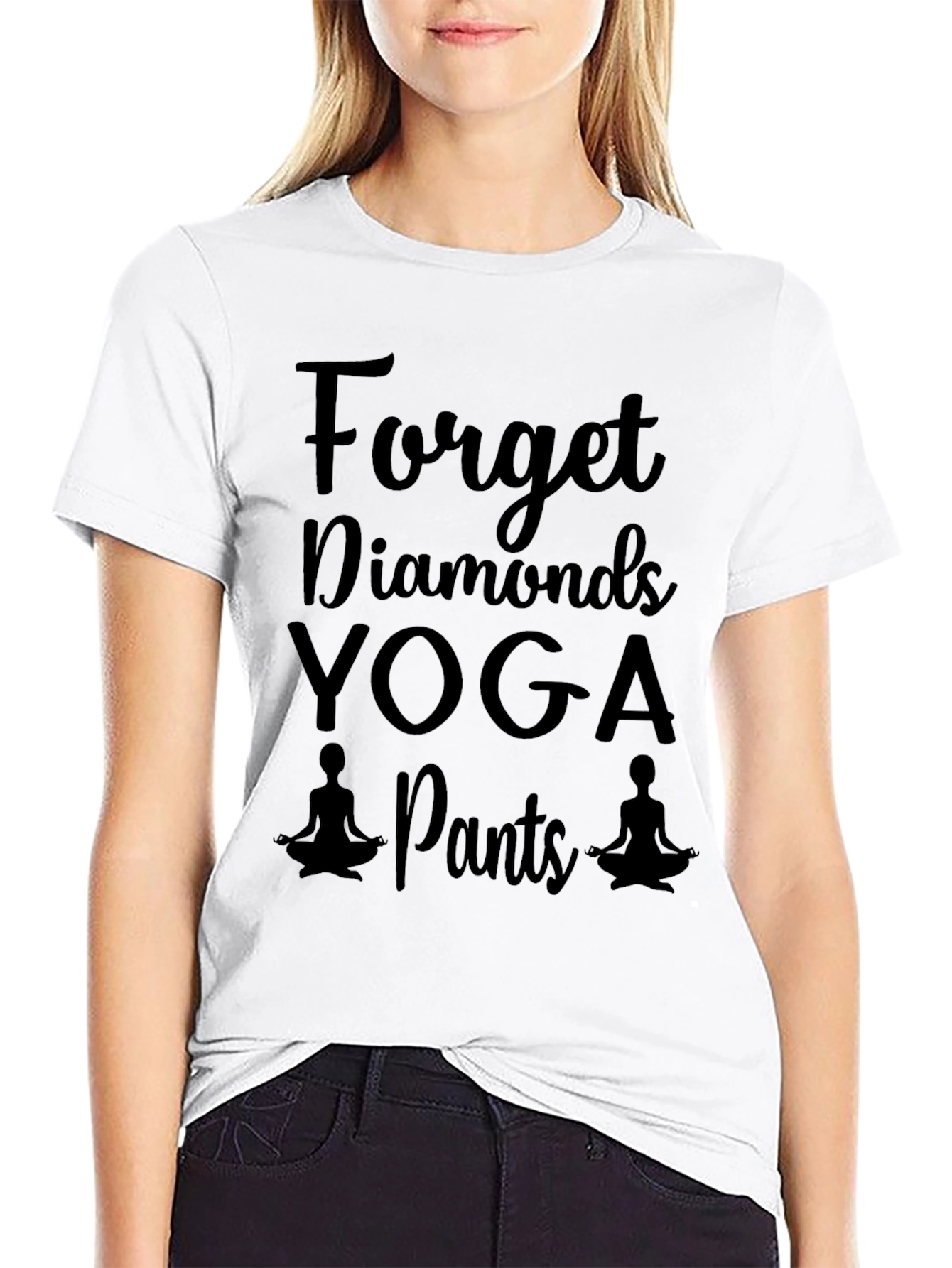 Black Forget Diamonds Yoga Pants Graphic T-Shirt view 9