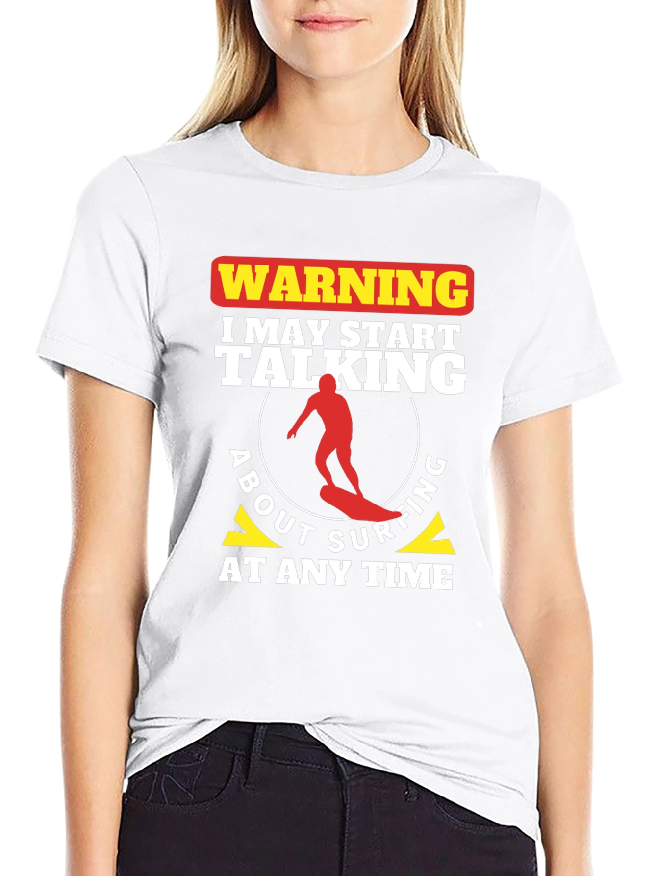 Black Surfing Warning Graphic T-Shirt - Surfer Gift Tee view 9