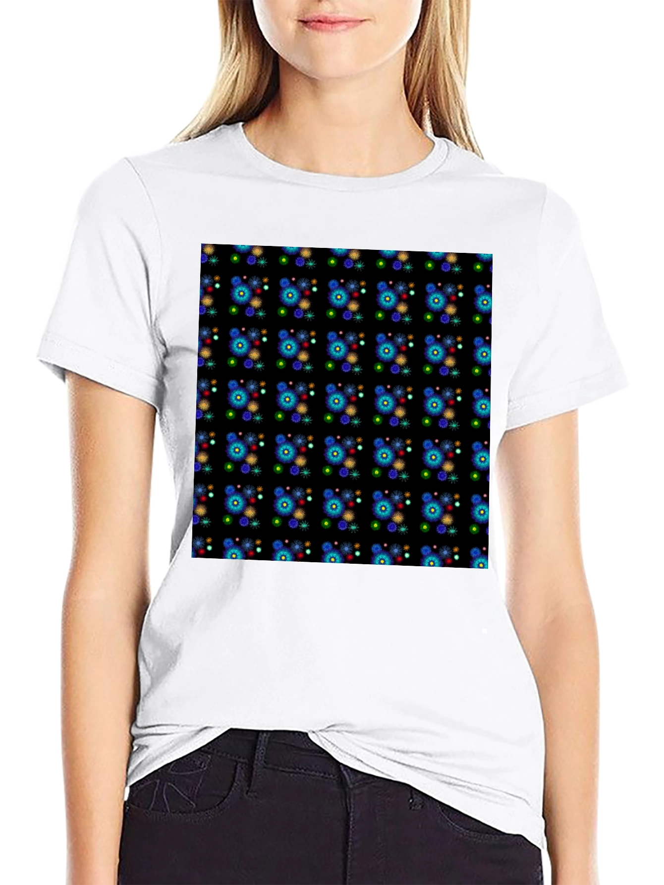Black Patterned Black Tee - Bold and Unique Design view 9