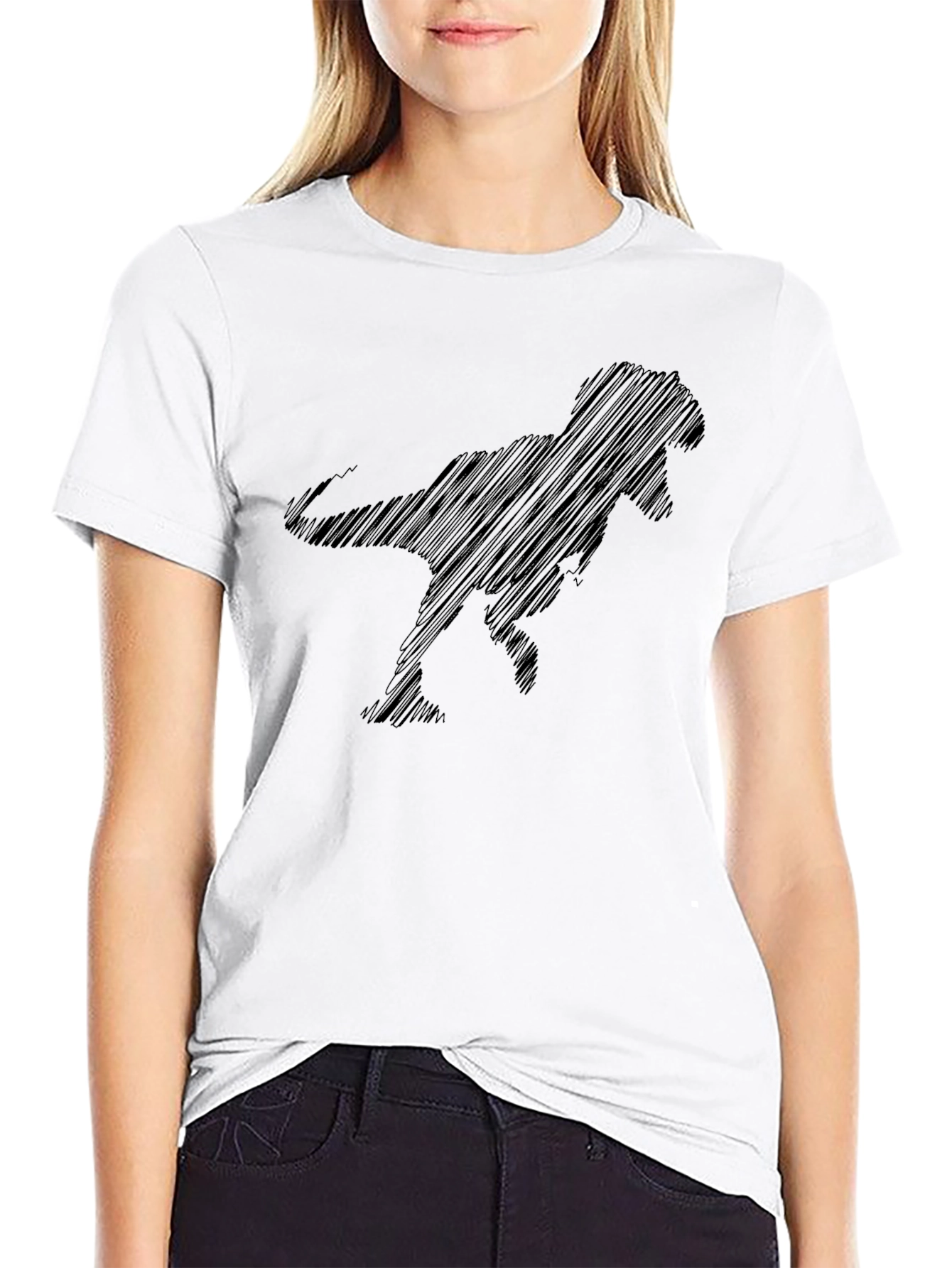 Black Men's Black T-Rex Graphic Tee - Casual Style view 9
