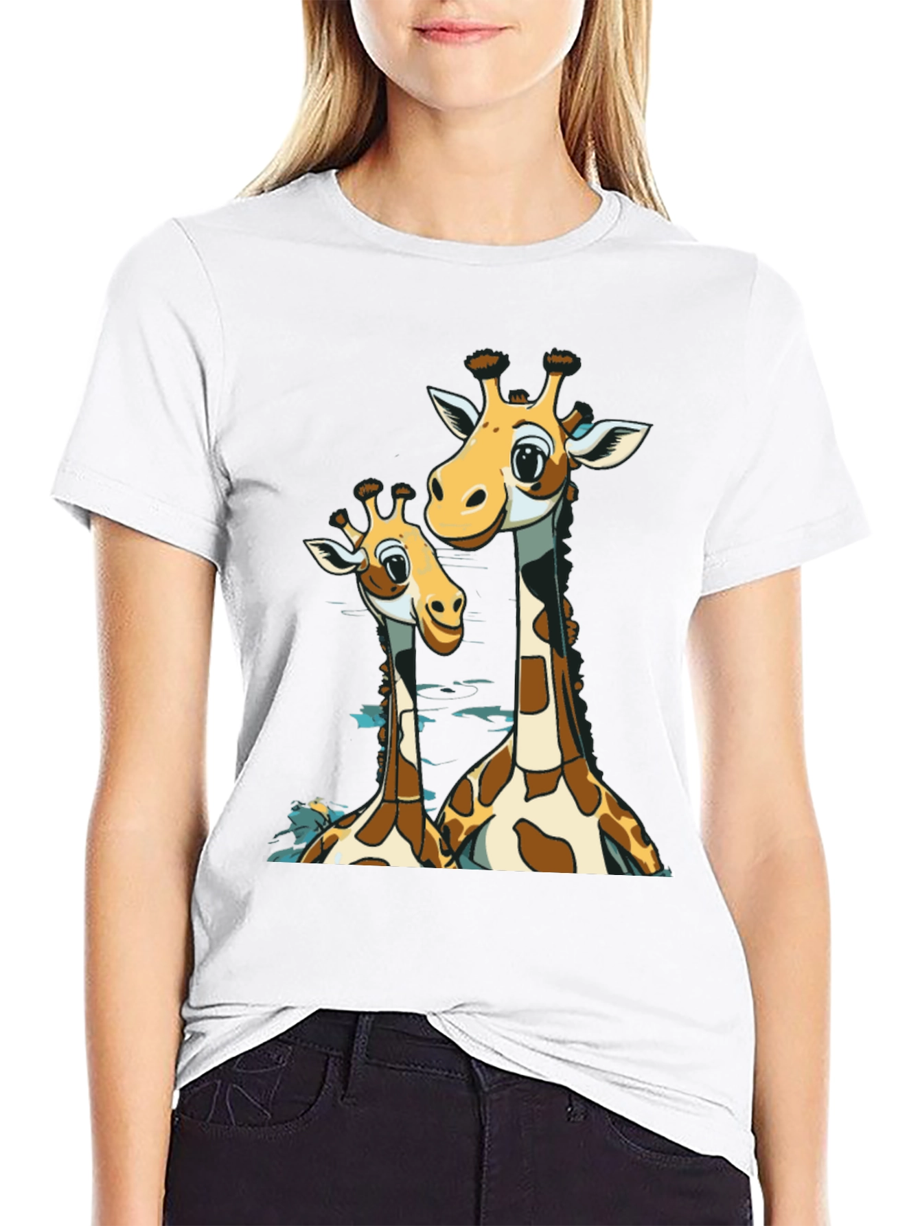 Black Giraffe Lover Black T-Shirt view 9