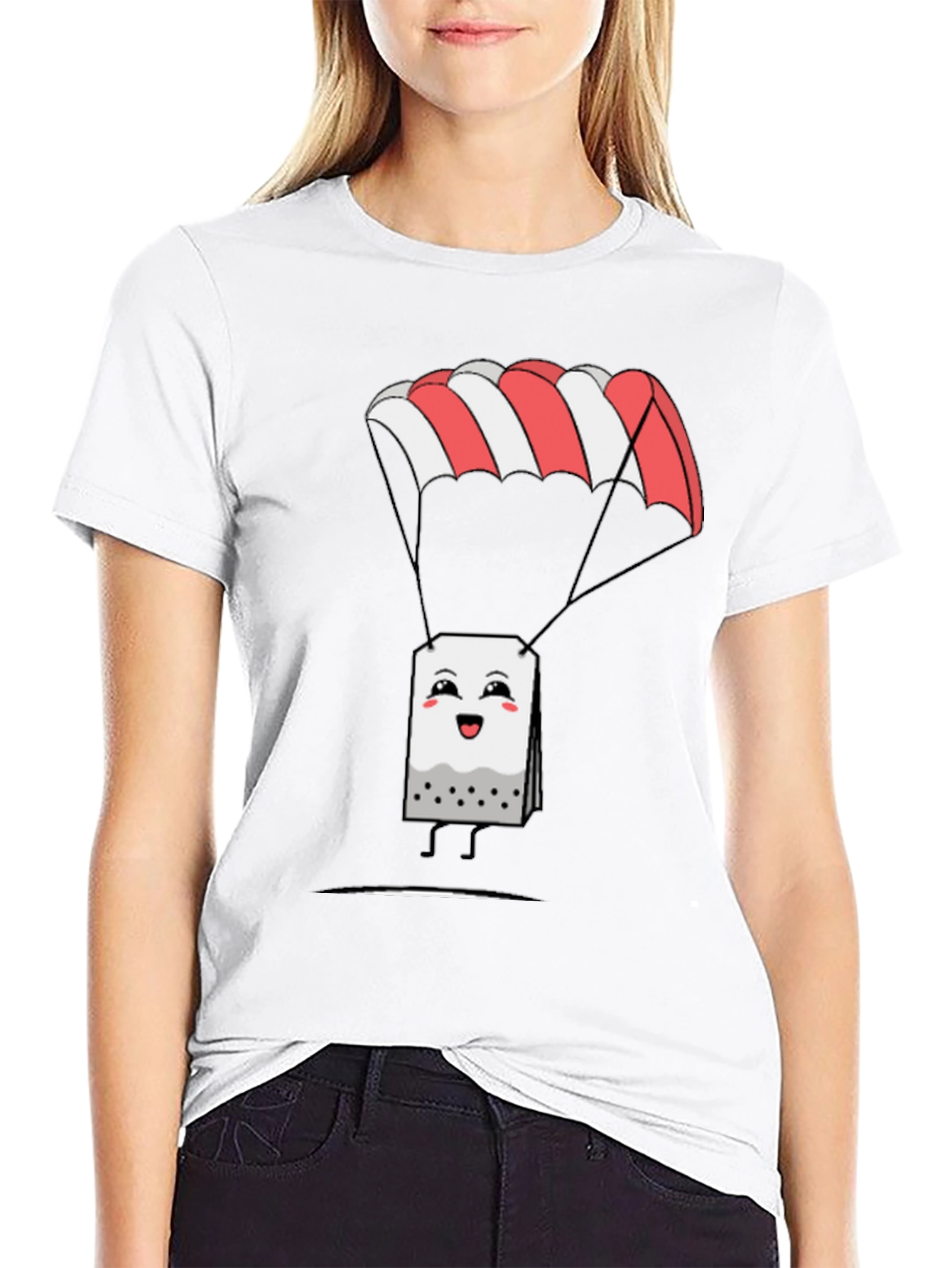 Black Parachute Tea Bag Graphic T-Shirt view 9