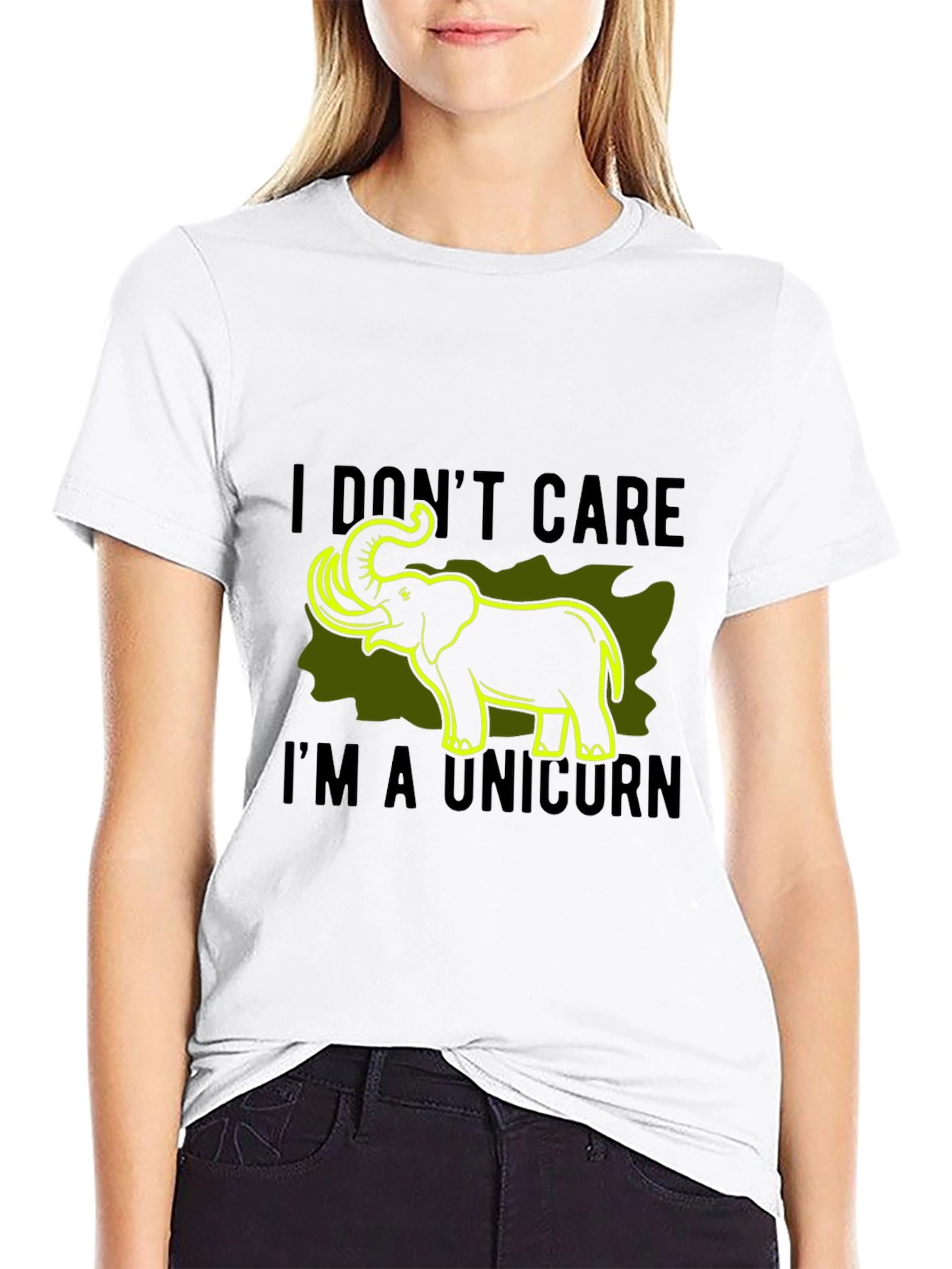 Black Funny I Don't Care I'm A Unicorn Elephant Graphic Tee view 9