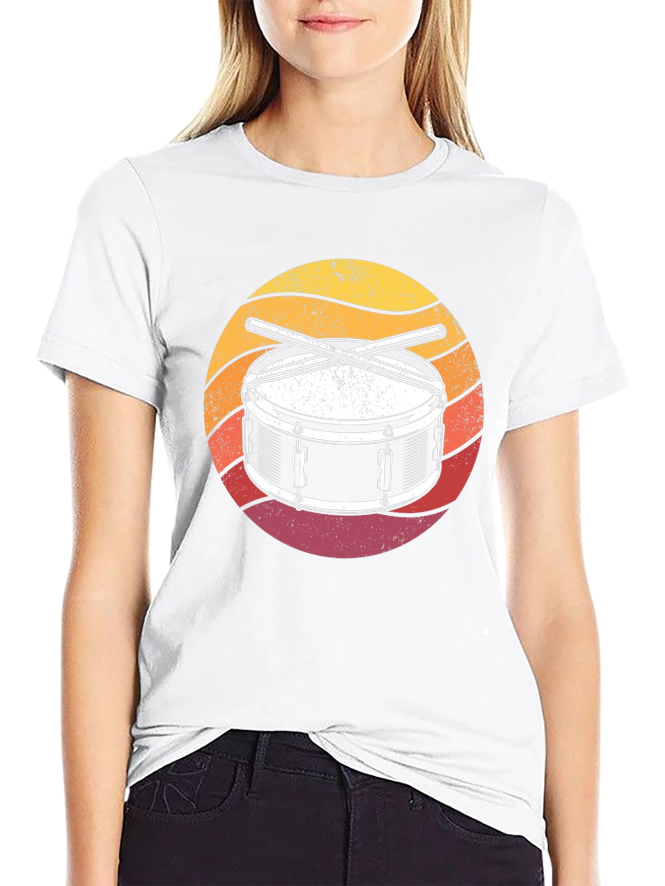 Black Drum Kit Sunset Graphic T-Shirt view 9