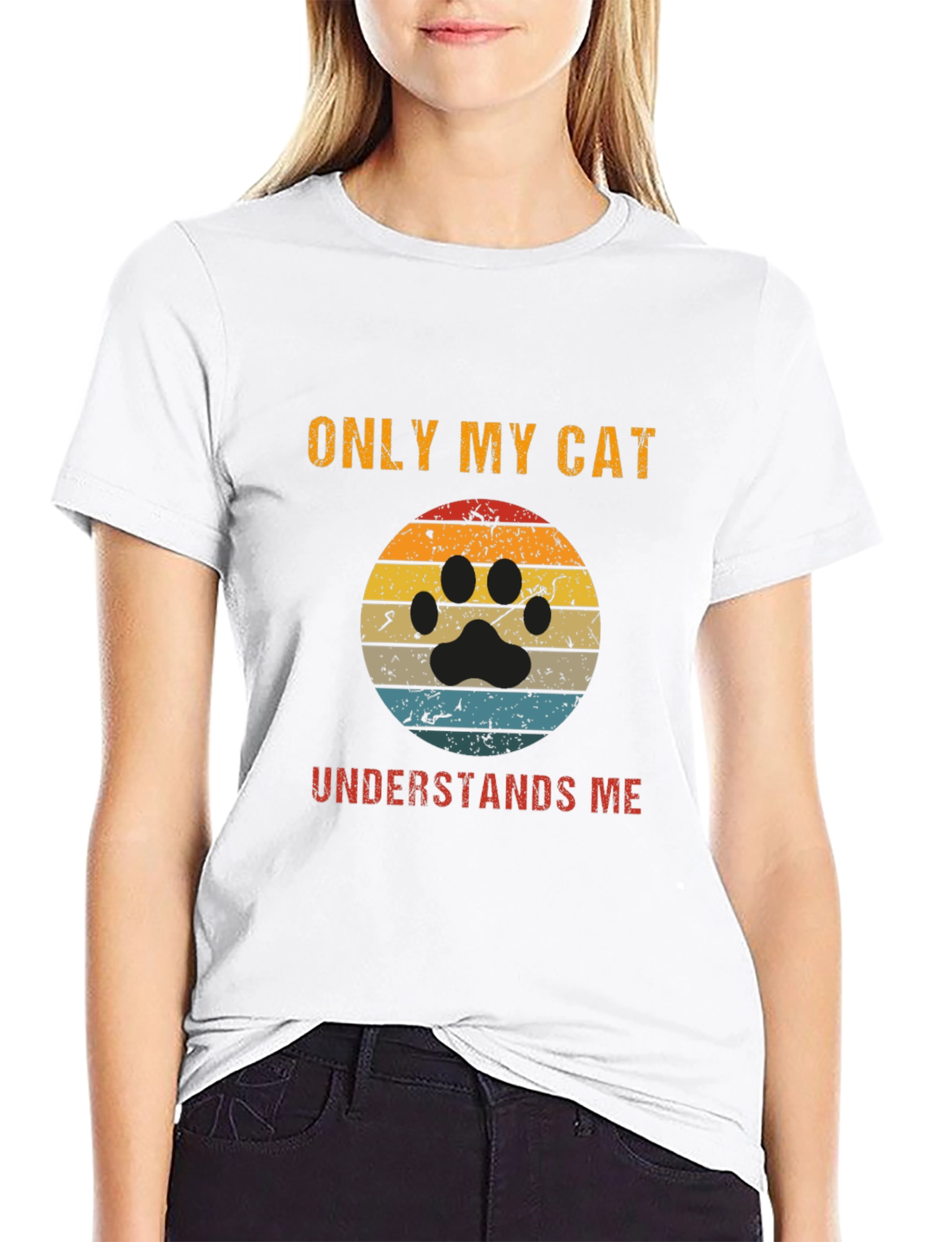 Black Only My Cat Understands Me T-Shirt view 9