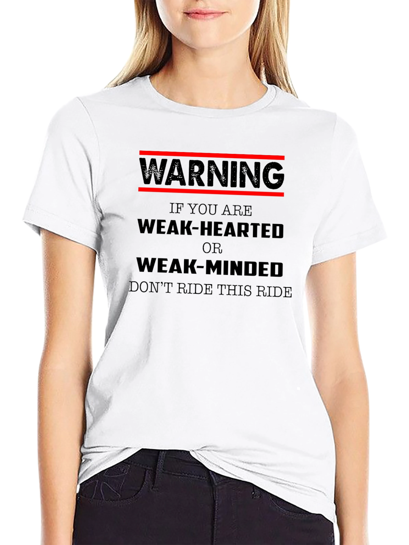 Black Warning Weak-Hearted Black Graphic T-Shirt view 9