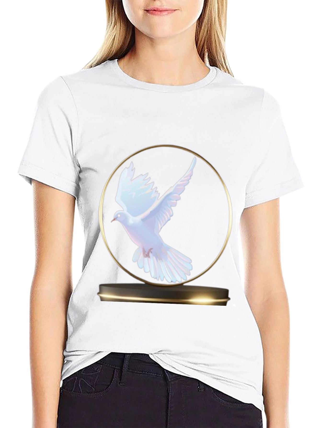 Dove Graphic T-Shirt - Black Casual Tee - 9