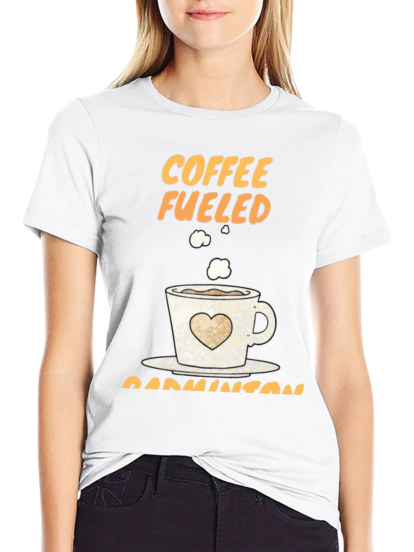 Black Coffee Fueled Badminton T-Shirt view 9