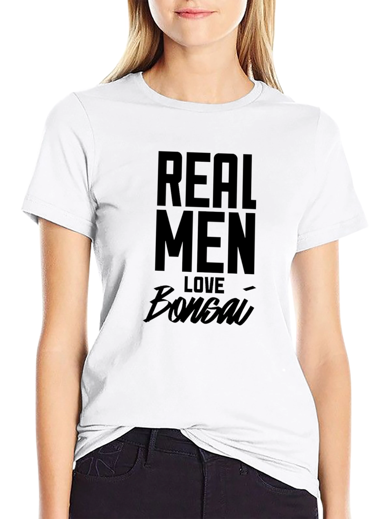 Black Real Men Love Bonsai Black T-Shirt view 9