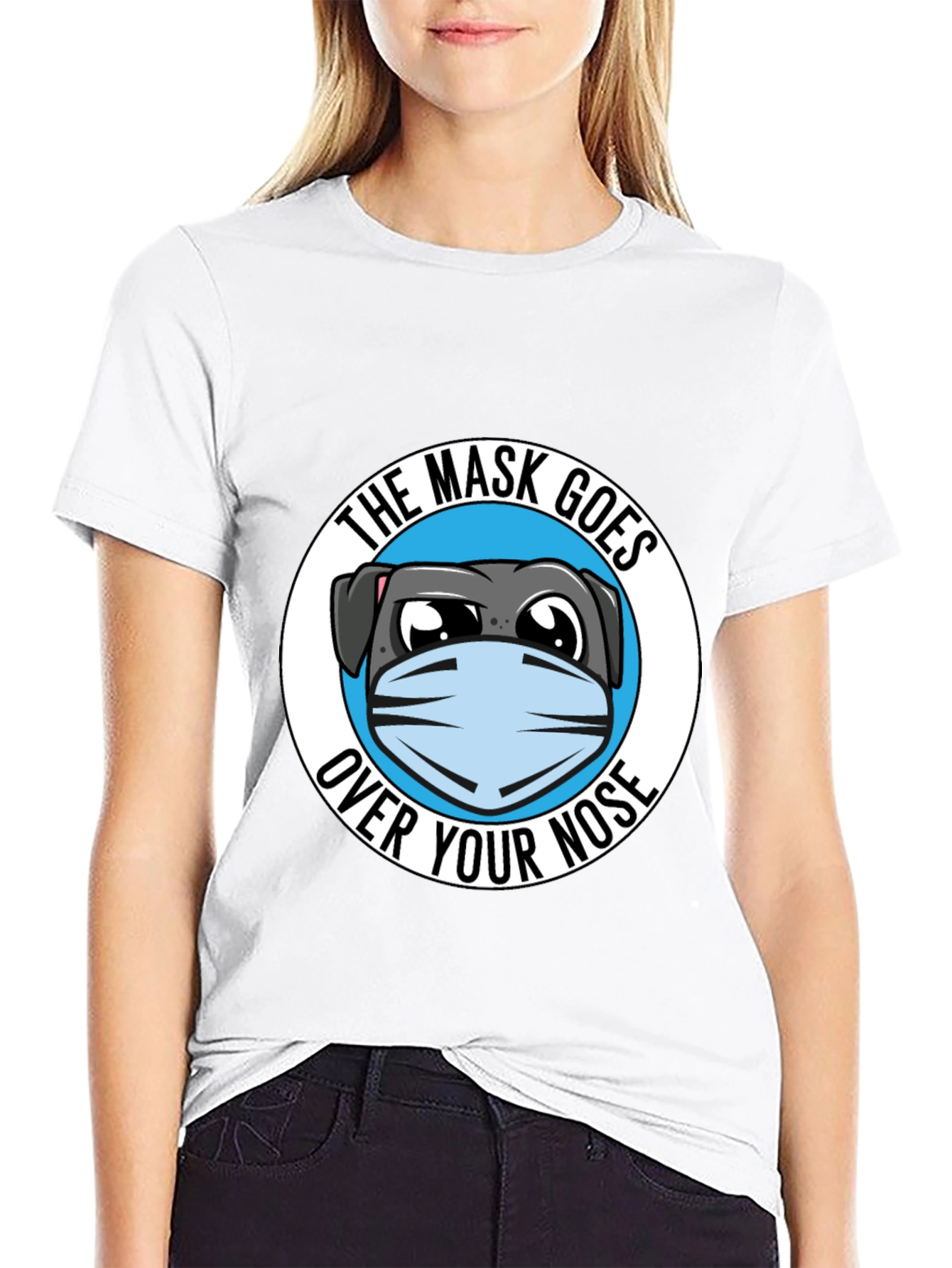 Black The Mask Goes Over Your Nose T-Shirt view 9