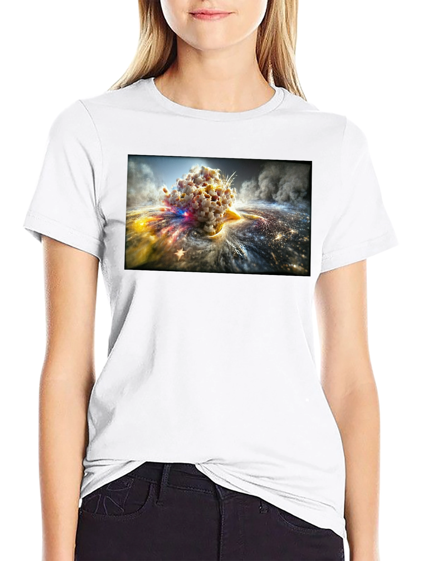 Cosmic Burst Graphic Tee - Black Cotton Blend - 9