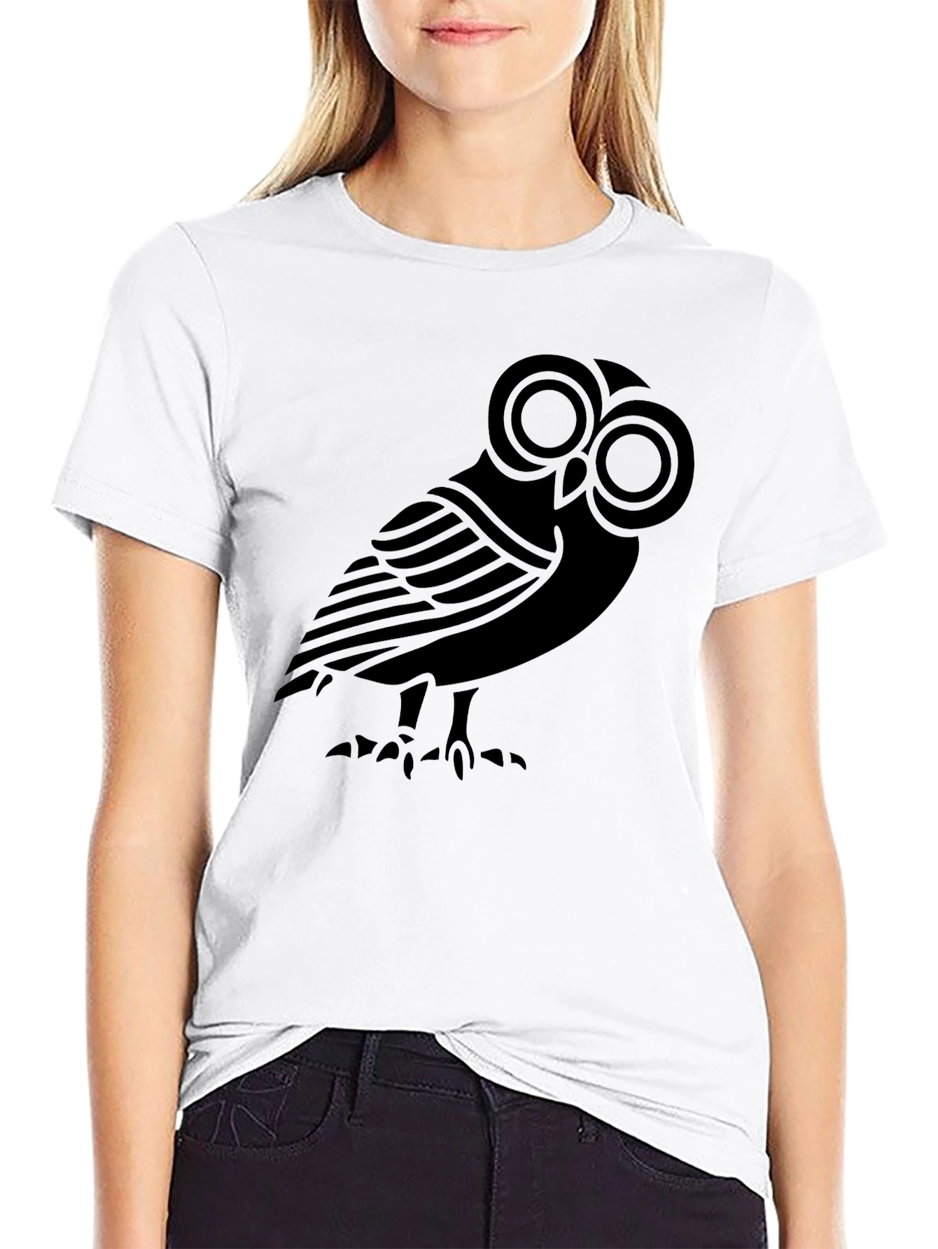 Black Owl Graphic Black T-Shirt view 9