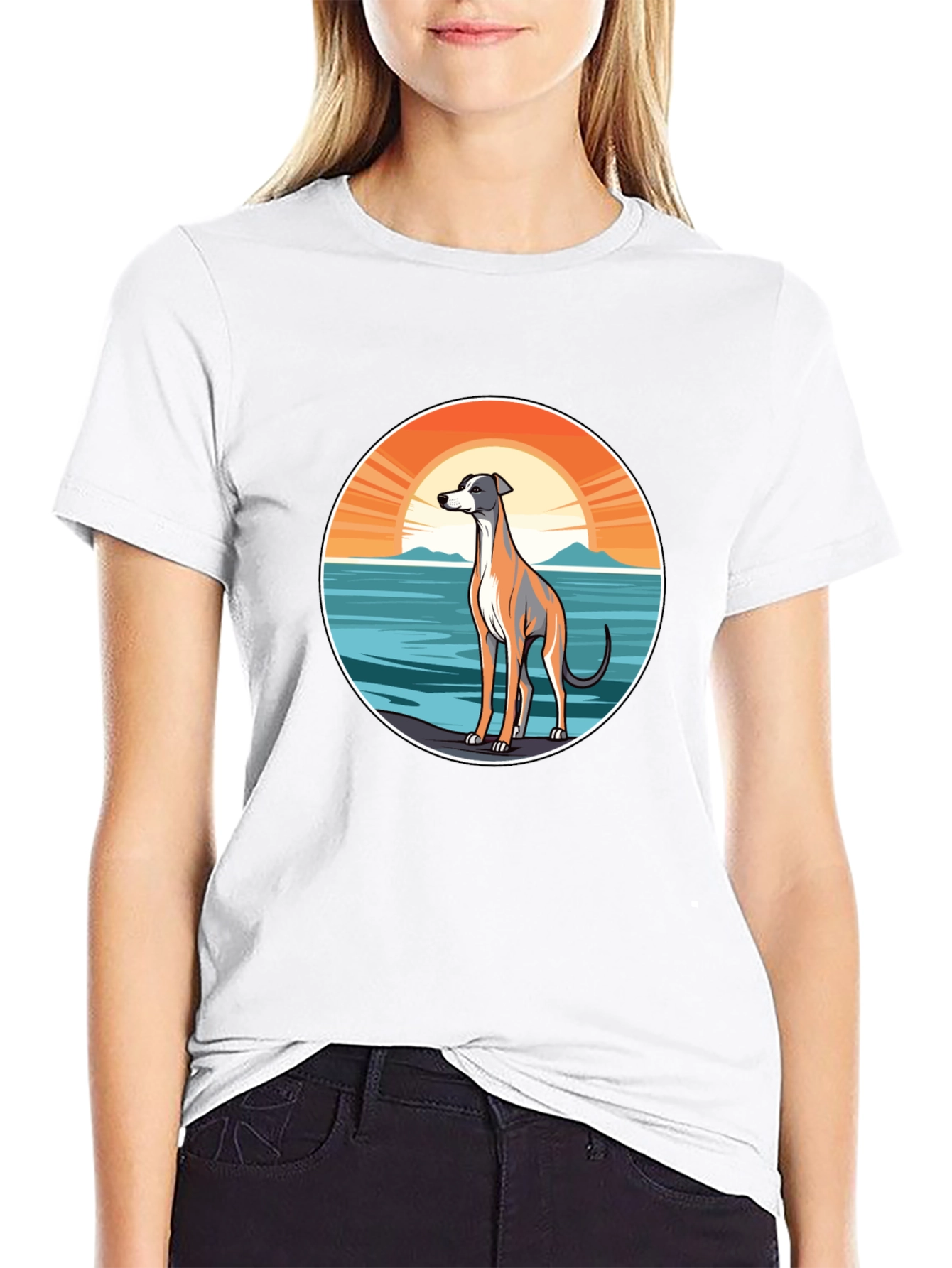 Black Dog Sunset Graphic Tee - Unisex Black T-Shirt view 9