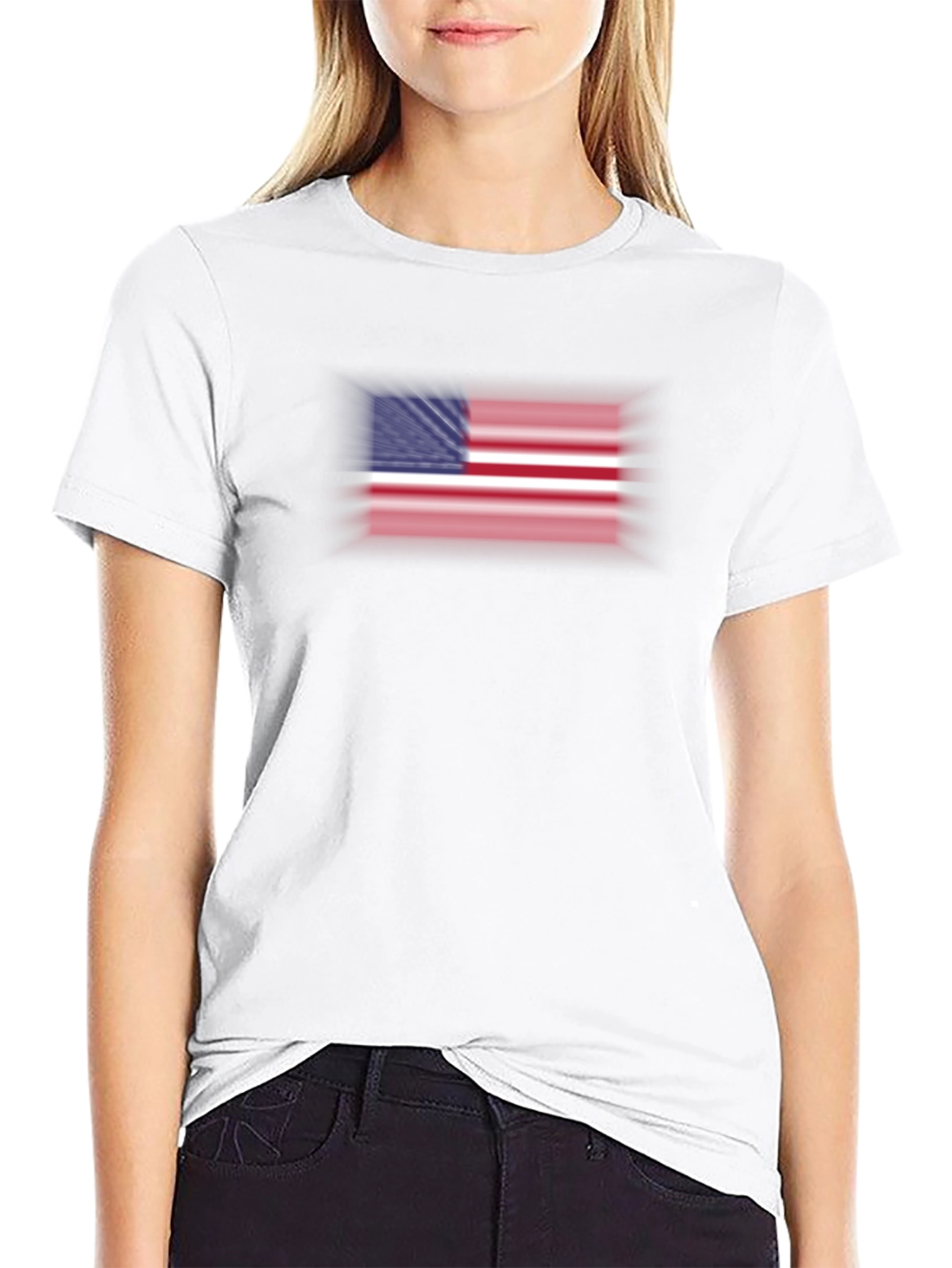 Black American Flag Graphic Print Black T-Shirt view 9
