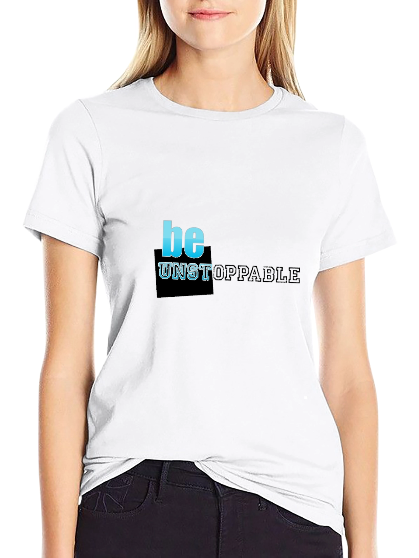 Black Be Unstoppable Black Graphic T-Shirt view 9