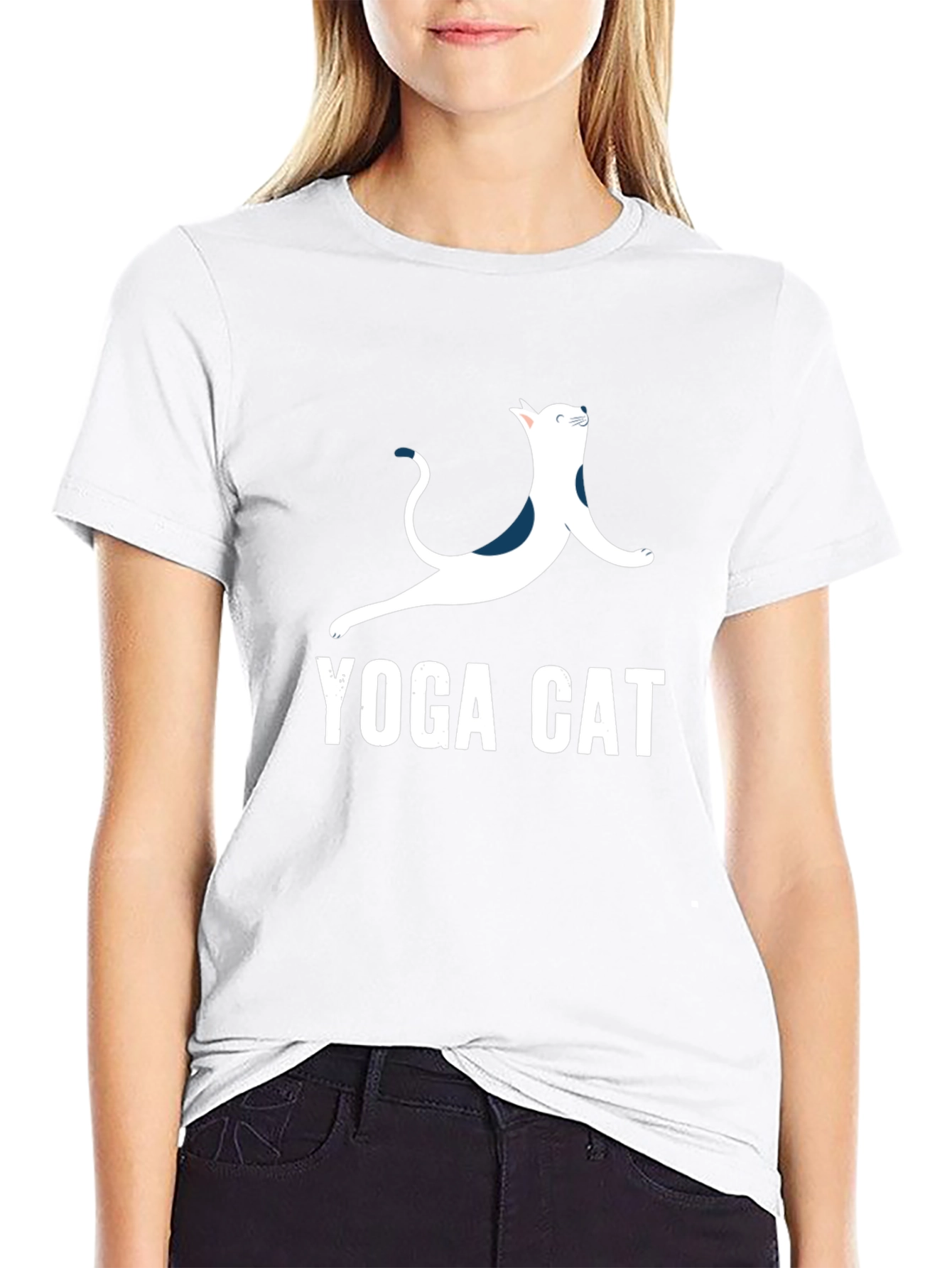 Black Yoga Cat T-Shirt - Cool Graphic Tee view 9