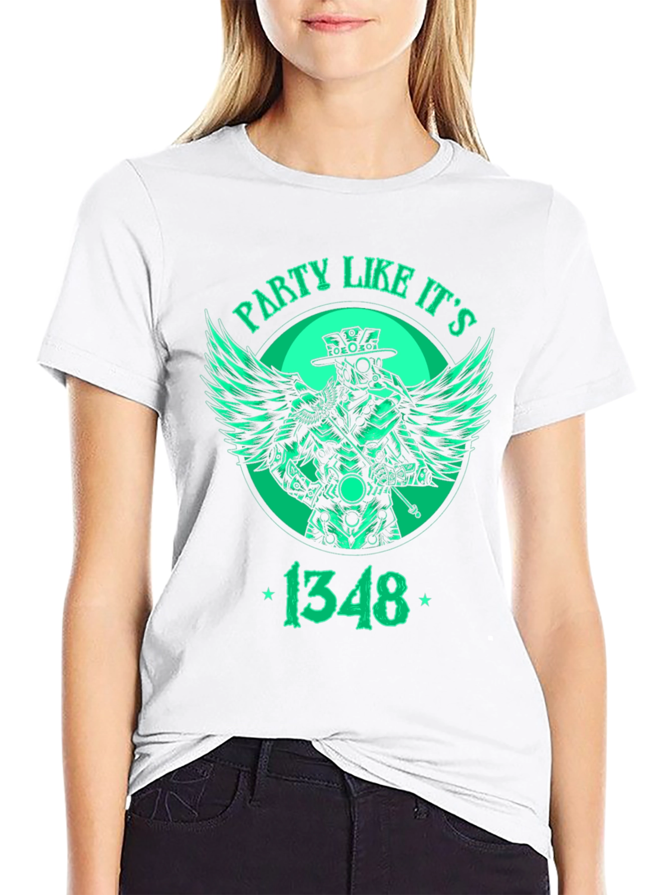 Black Party Like It's 1348 Plague Doctor T-Shirt view 9