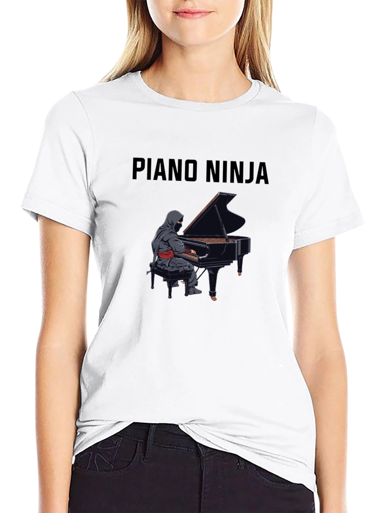 Black Piano Ninja Black T-Shirt - Musical Master Tee view 9