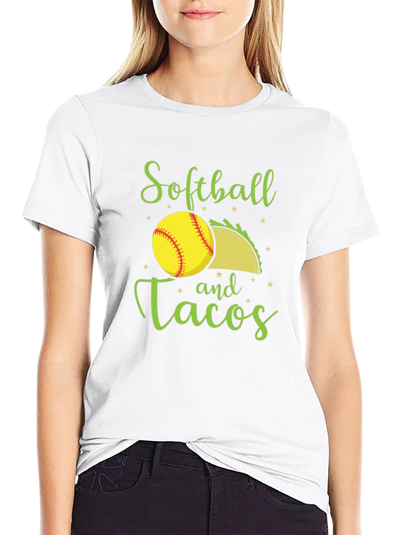 Black Softball and Tacos Black T-Shirt view 9