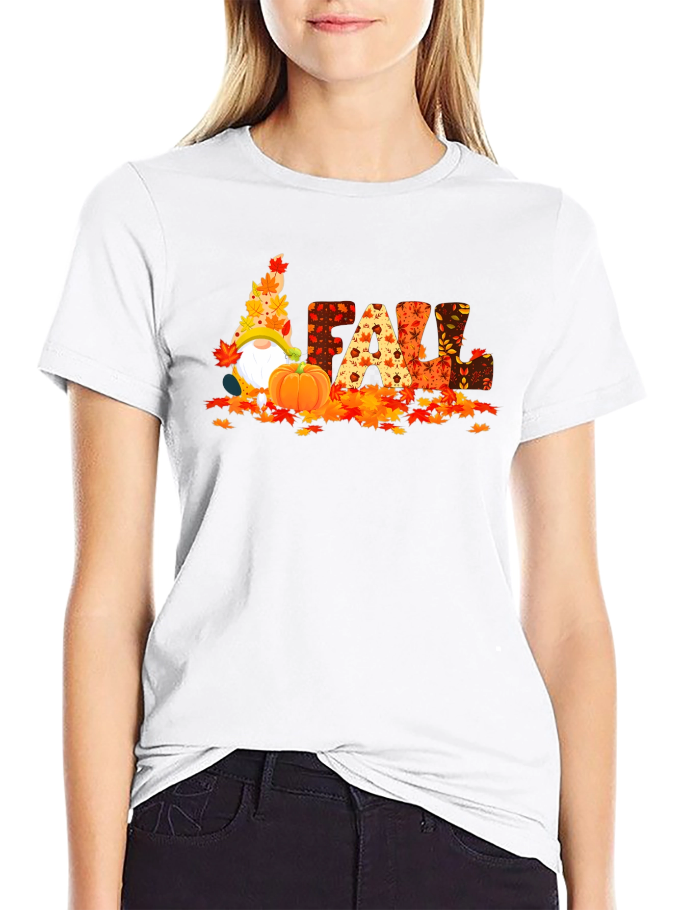 Black Fall Gnomes Graphic Tee - Autumn Harvest Shirt view 9
