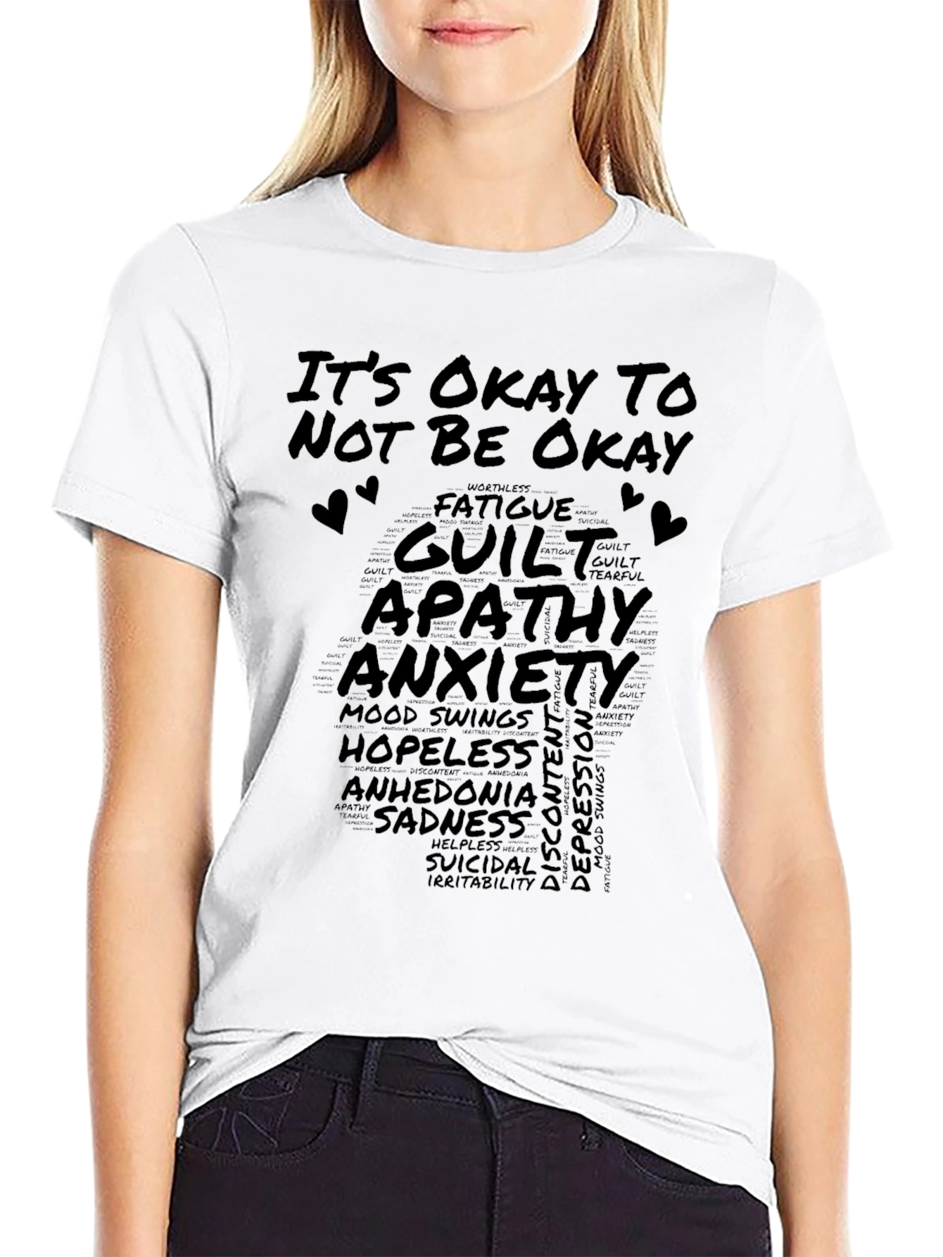 Black It's Okay To Not Be Okay Graphic Tee view 9