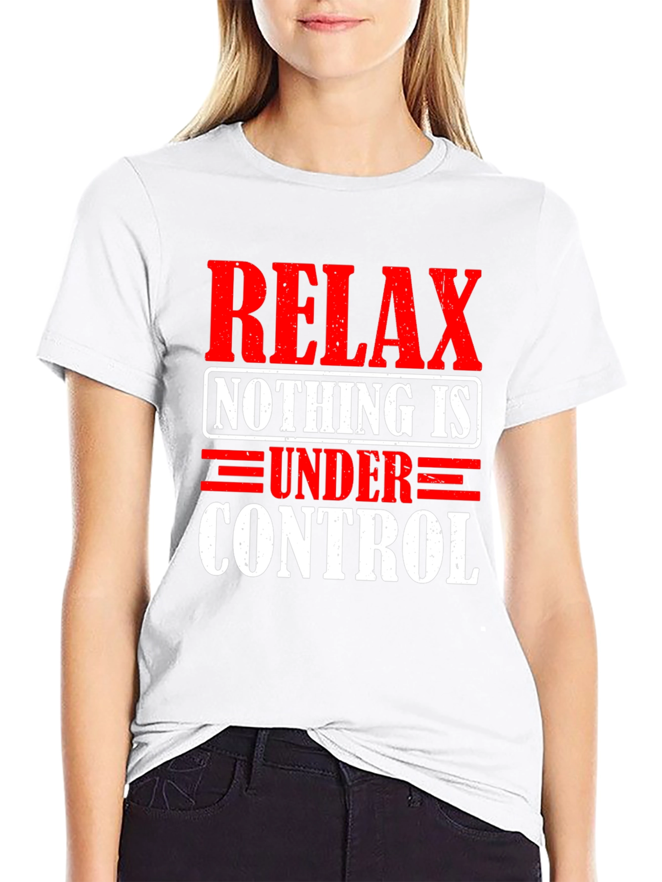 Black Relax Nothing is Under Control Graphic T-Shirt view 9