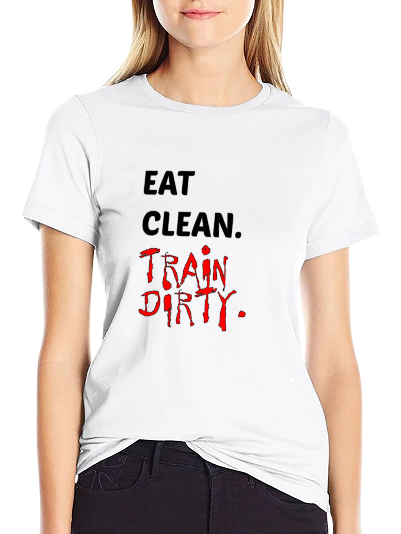 Black Eat Clean, Train Dirty Black Graphic Tee view 9