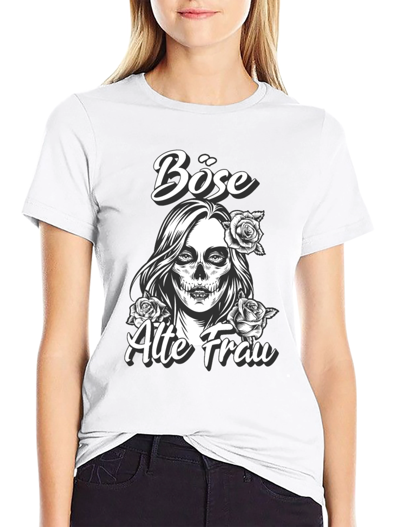 Black Böse Alte Frau Graphic Tee view 9