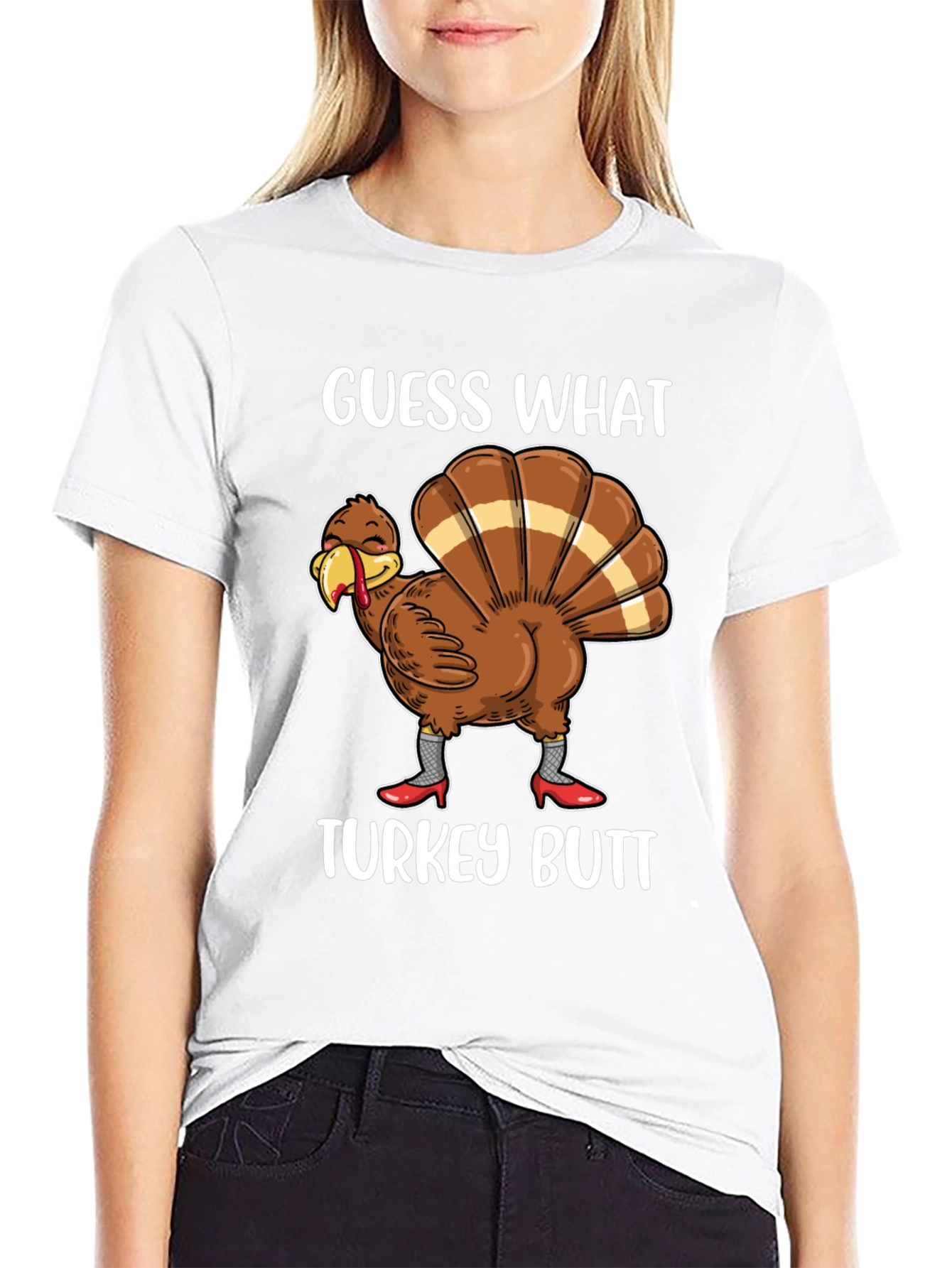 Black Guess What Turkey Butt Shirt view 9