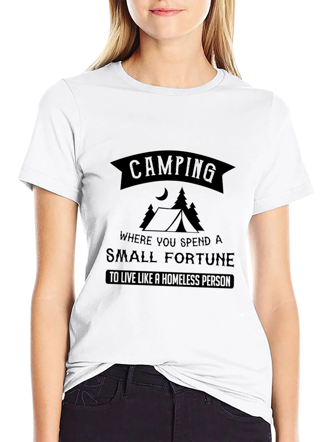 Black Camping Fortune Tee - Funny Outdoor Adventure Shirt view 9