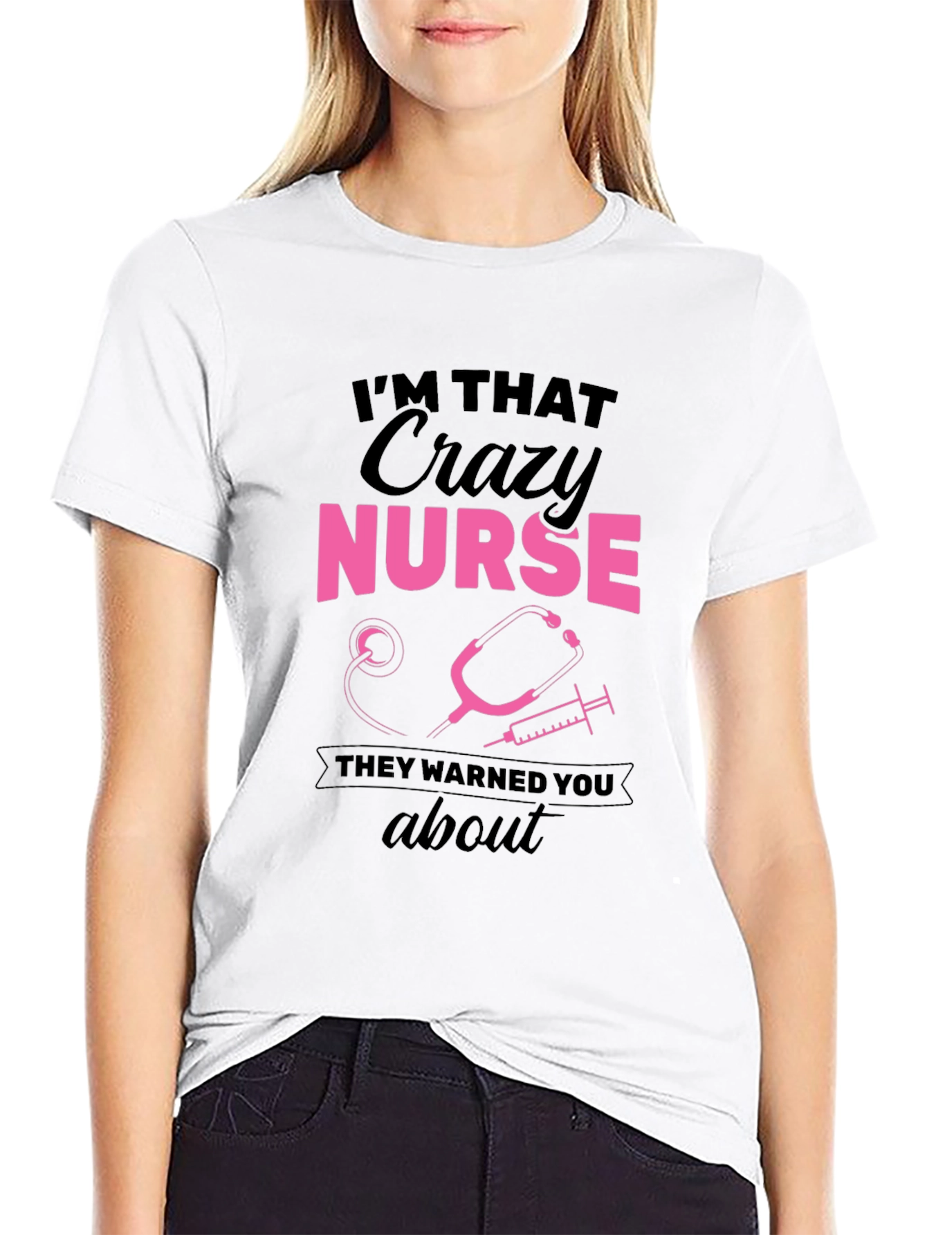 Black Crazy Nurse Graphic Tee - Funny Nurse T-Shirt view 9